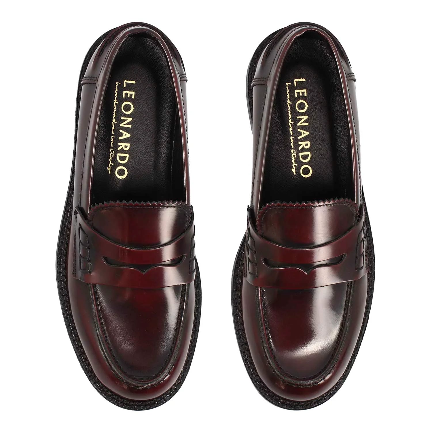 Mocassino da donna fondo robusto in pelle spazzolata bordeaux - Image 5