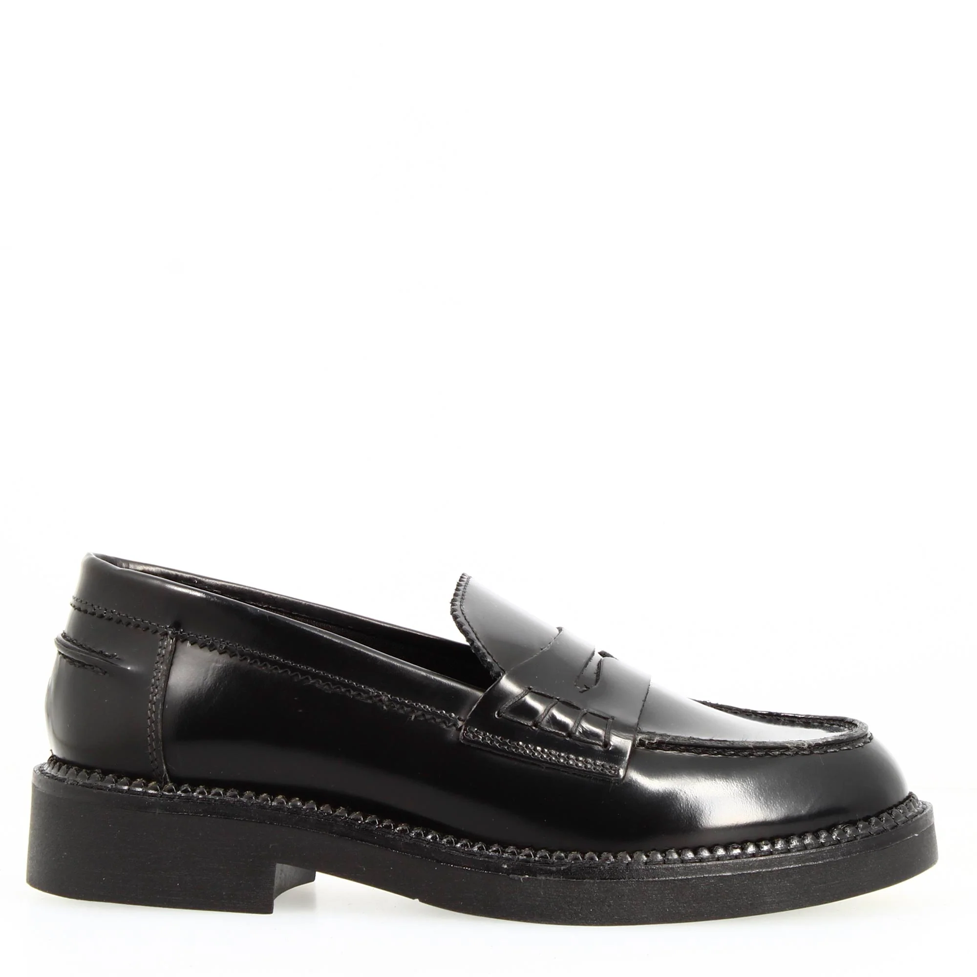 Mocassino da donna fondo robusto in pelle spazzolata nero - Image 4