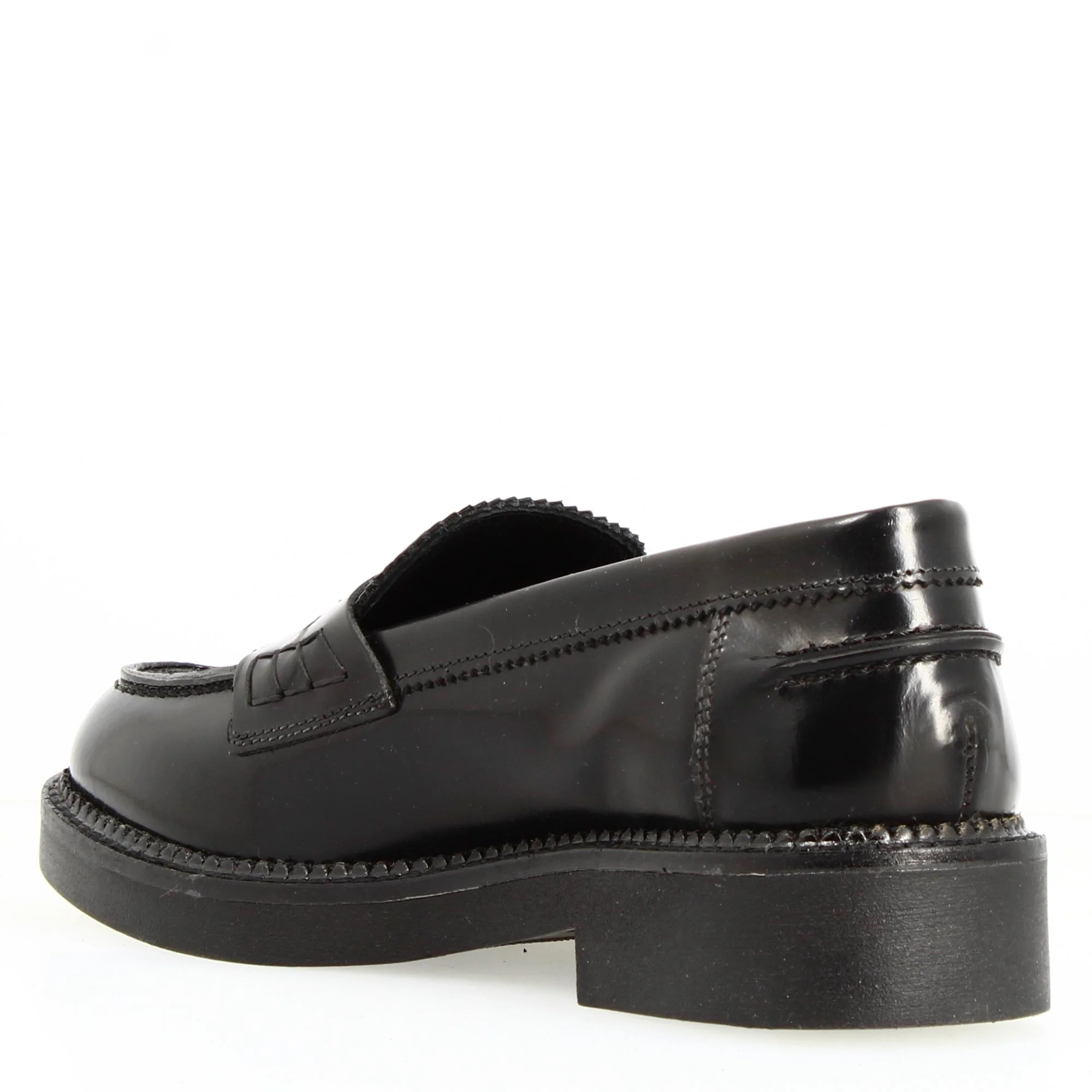 Mocassino da donna fondo robusto in pelle spazzolata nero - Image 5