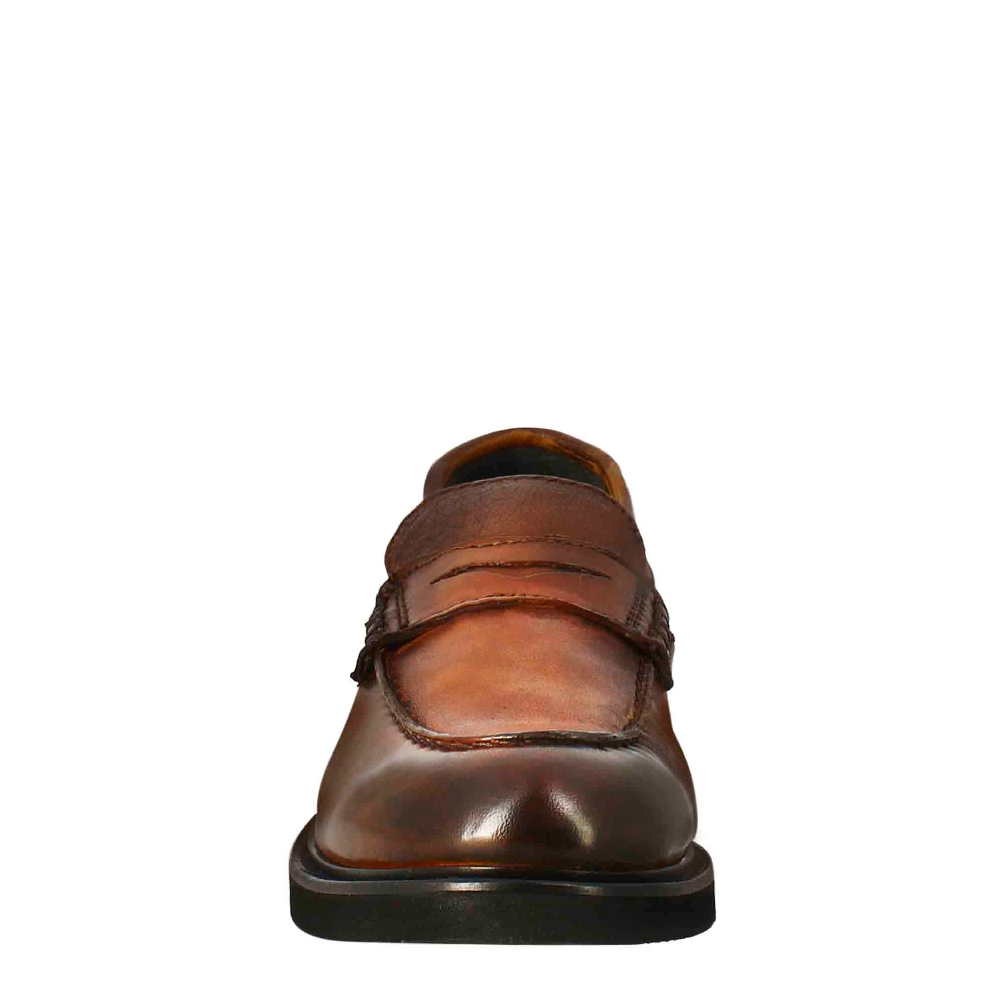 Mocassino da donna paupa in pelle lavata colore cuoio scuro - Image 3