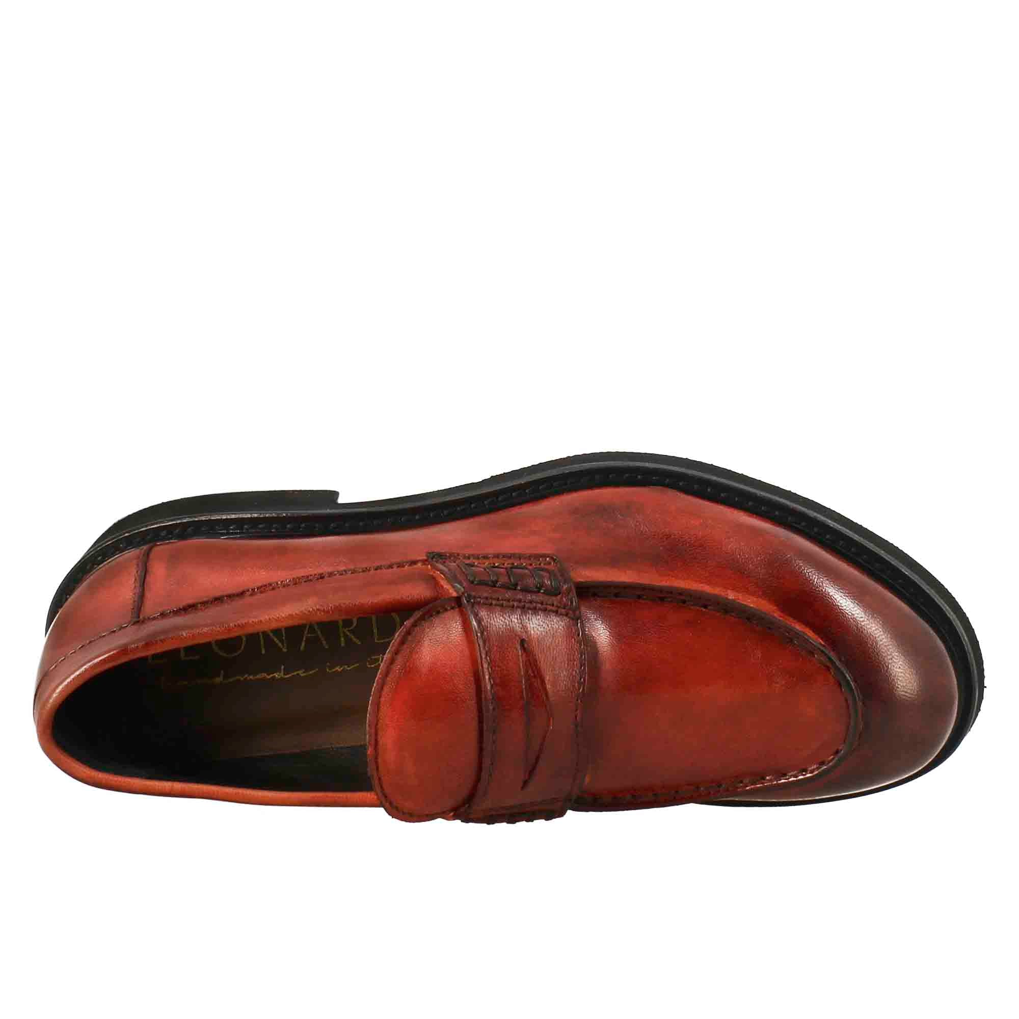 Mocassino da donna paupa in pelle lavata colore rosso - Image 5
