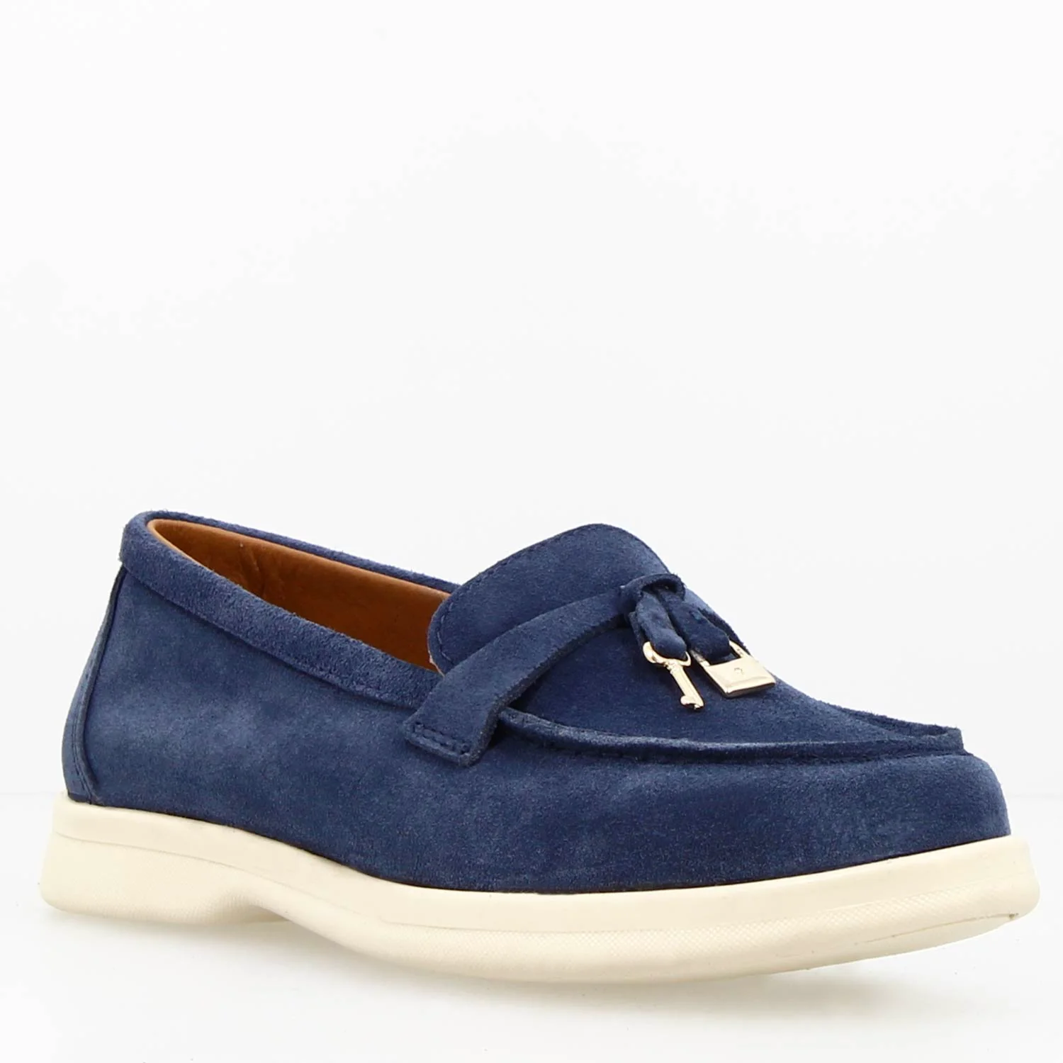 Mocassino drive da donna Vellaria in pelle scamosciata blu