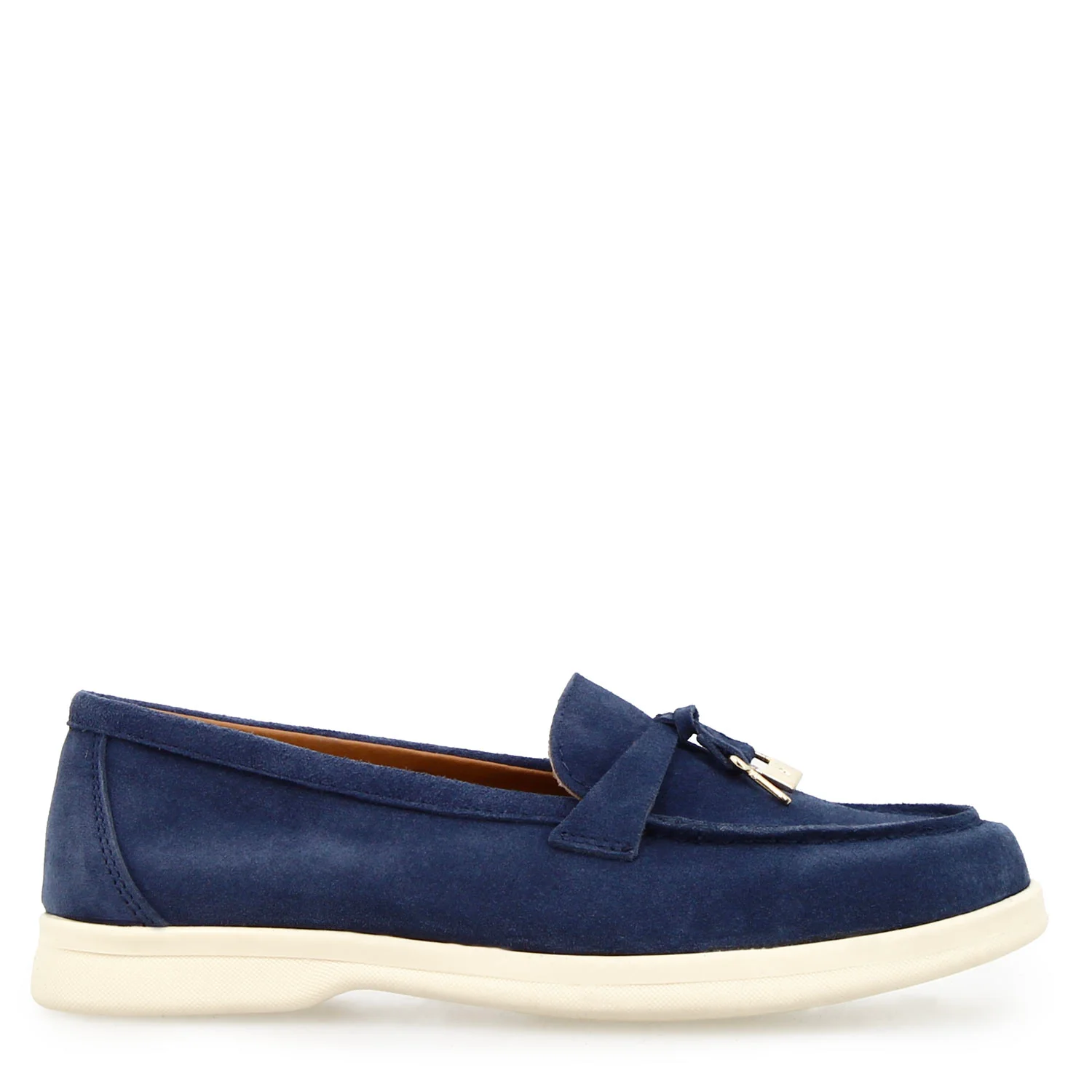 Mocassino drive da donna Vellaria in pelle scamosciata blu - Image 4