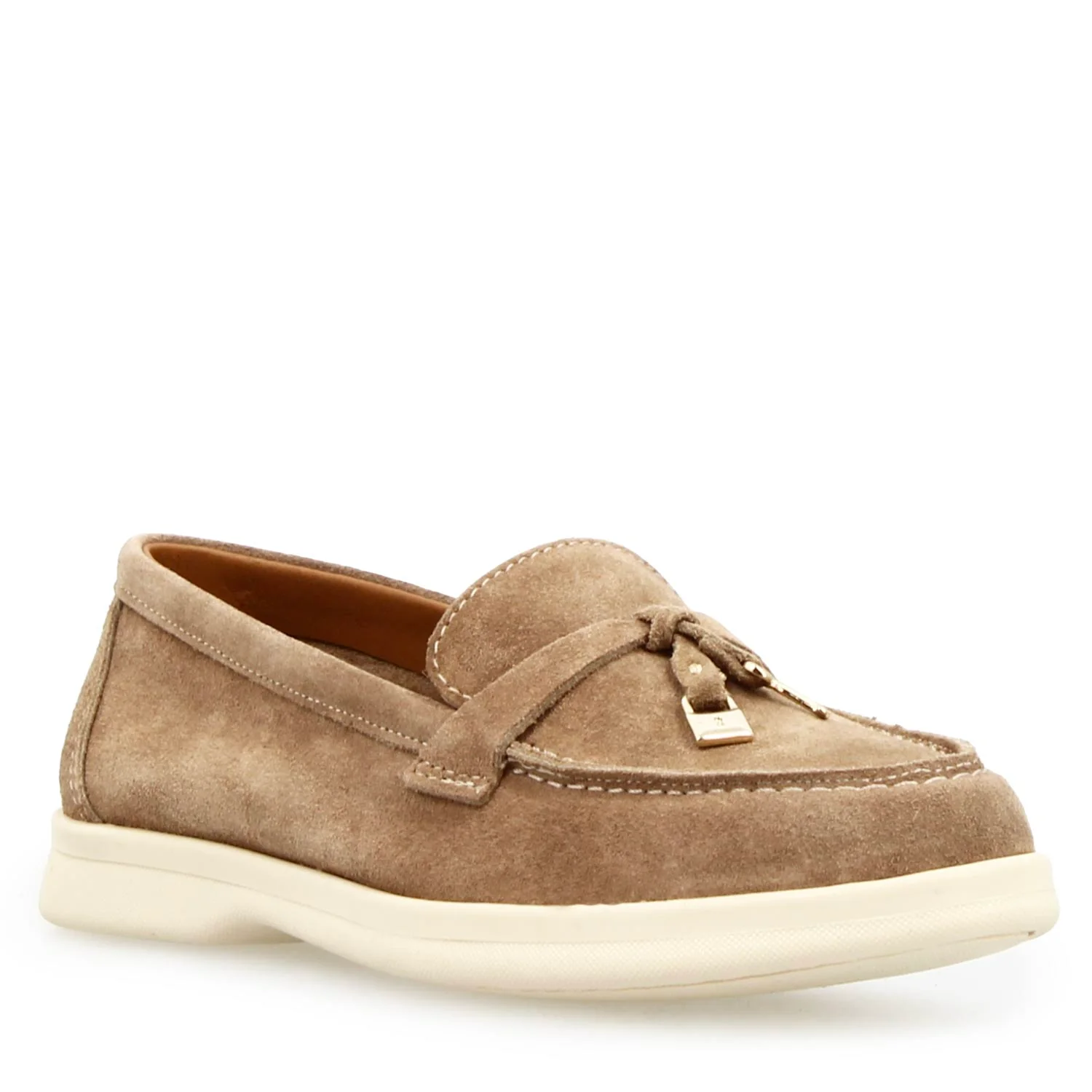 Mocassino drive da donna Vellaria in pelle scamosciata marrone