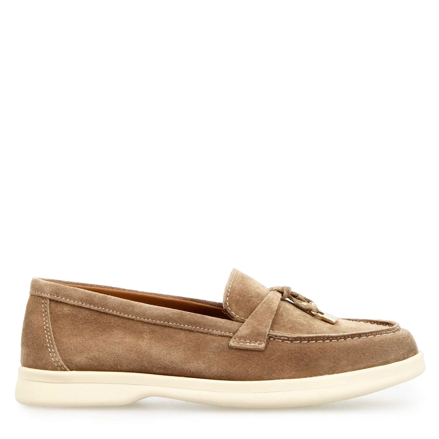 Mocassino drive da donna Vellaria in pelle scamosciata marrone - Image 3