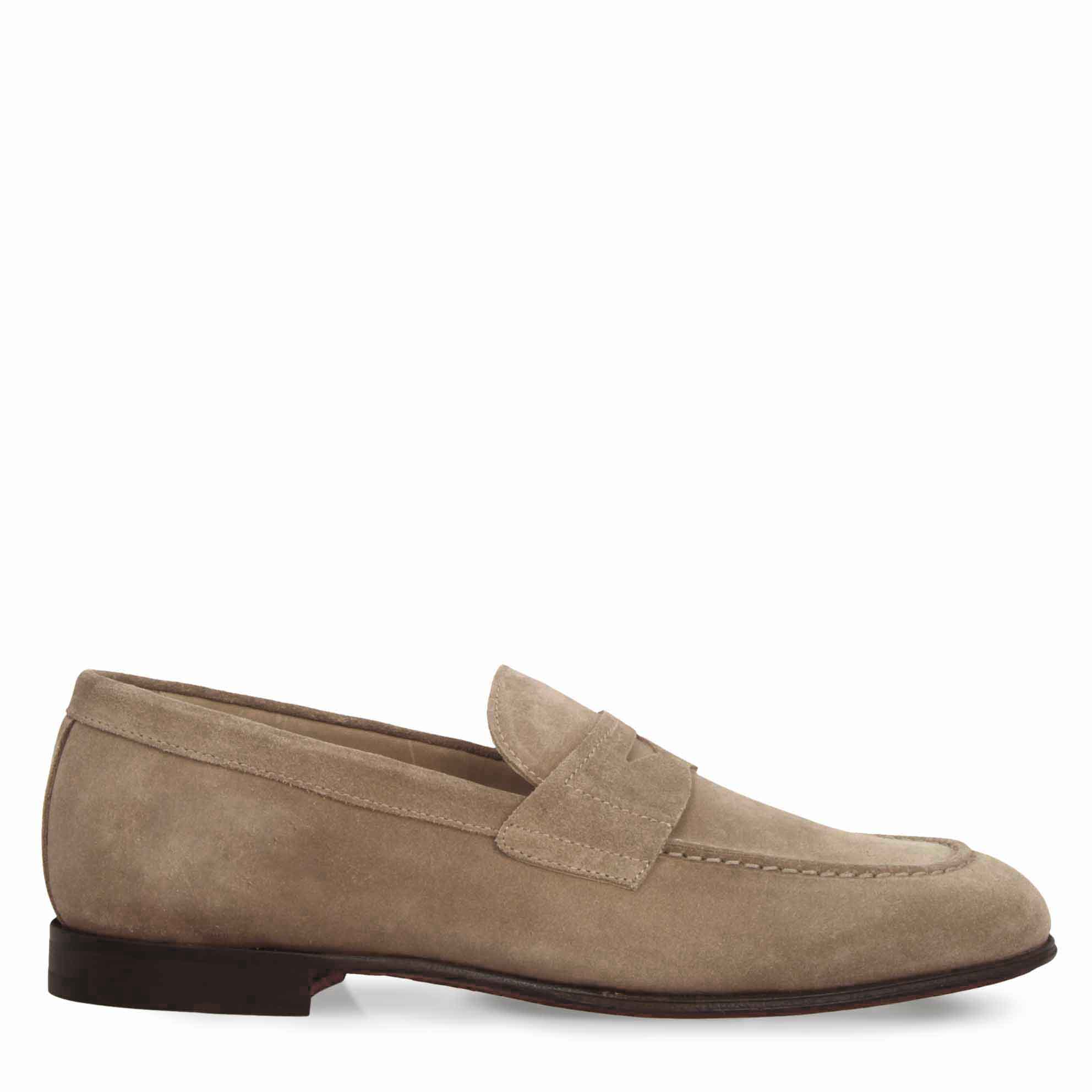 Mocassino grigio artigianale da uomo in pelle scamosciata - Image 3
