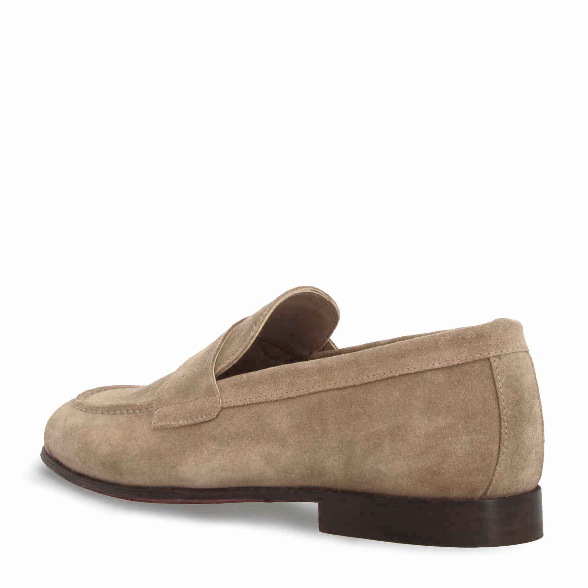 Mocassino grigio artigianale da uomo in pelle scamosciata - Image 4