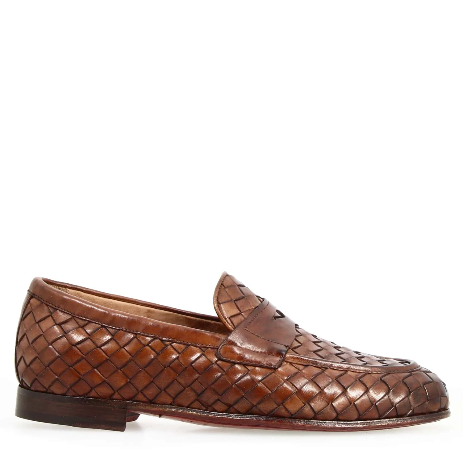 Mocassino Ludovico da uomo in pelle intrecciata marrone - Image 3