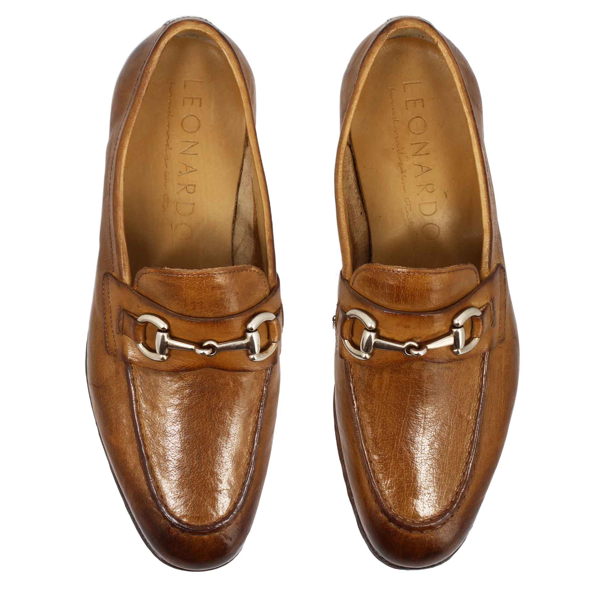 Mocassino marrone artigianale da uomo con fibbia in pelle pregiata - Image 2