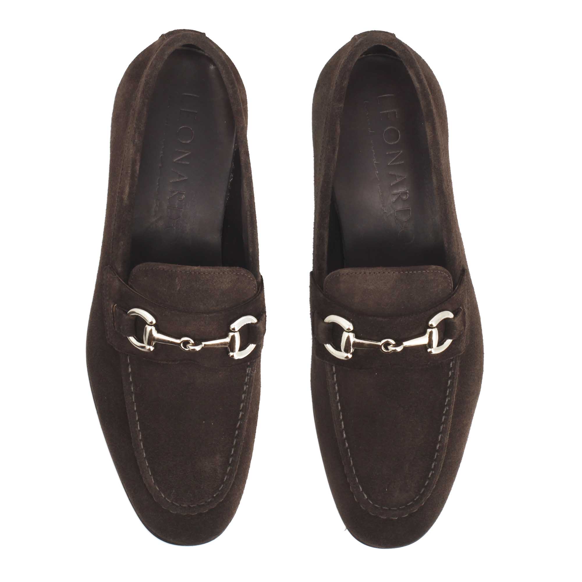 Mocassino marrone artigianale da uomo in camoscio con fibbia - Image 2