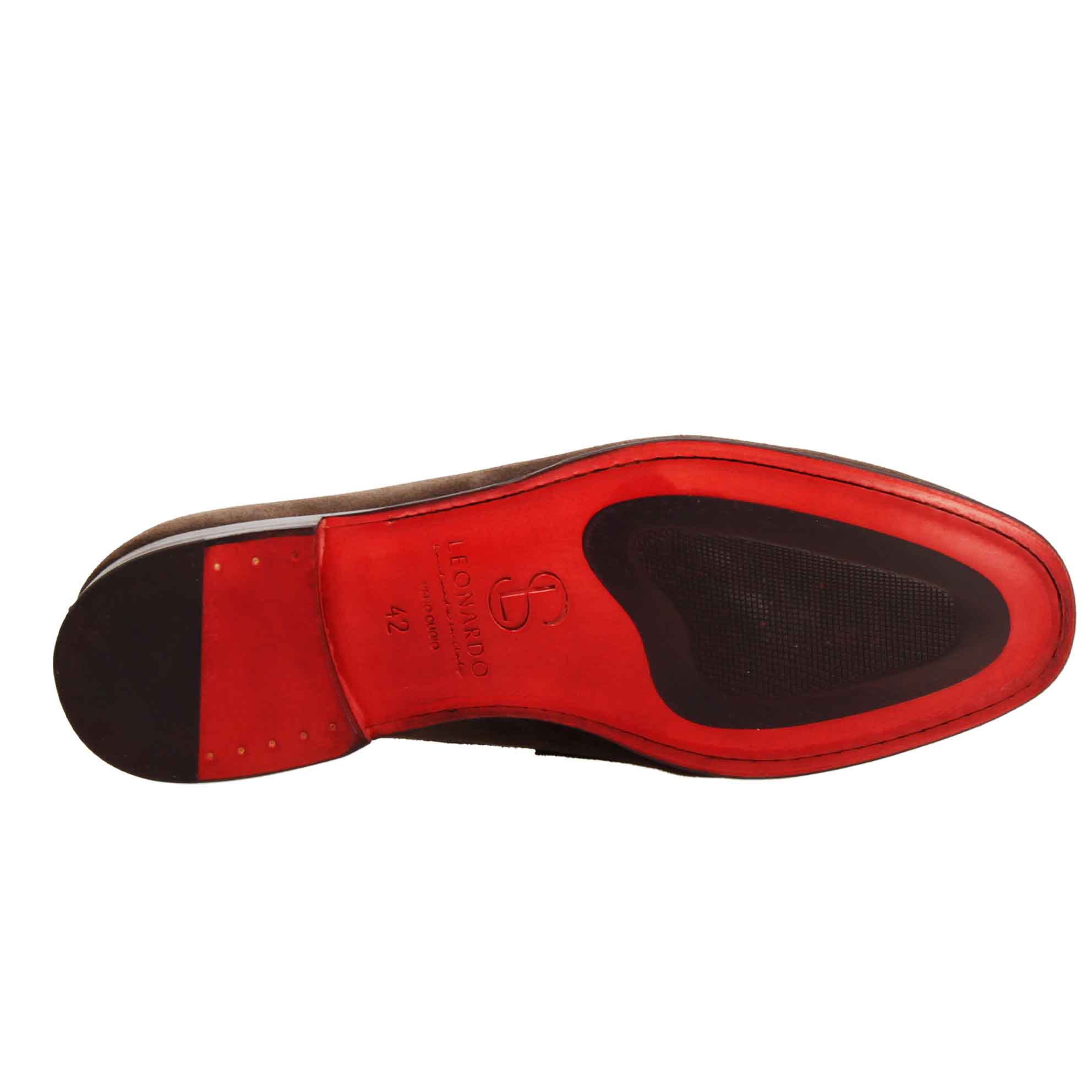 Mocassino marrone scuro artigianale da uomo in pelle scamosciata - Image 5