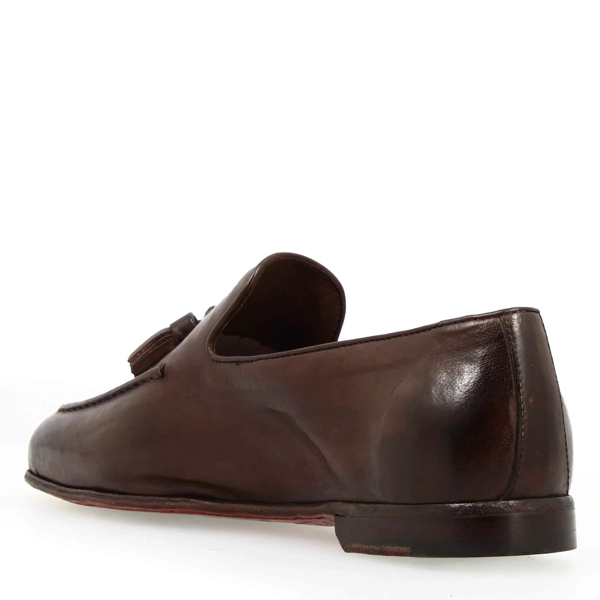 Mocassino marrone scuro da uomo artigianali in pelle con nappine - Image 4