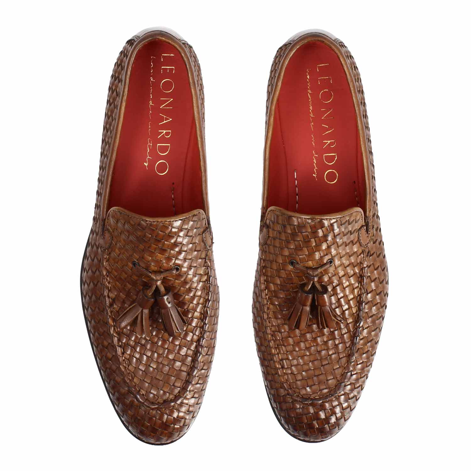 Mocassino Novello da uomo in pelle intrecciata marrone - Image 2