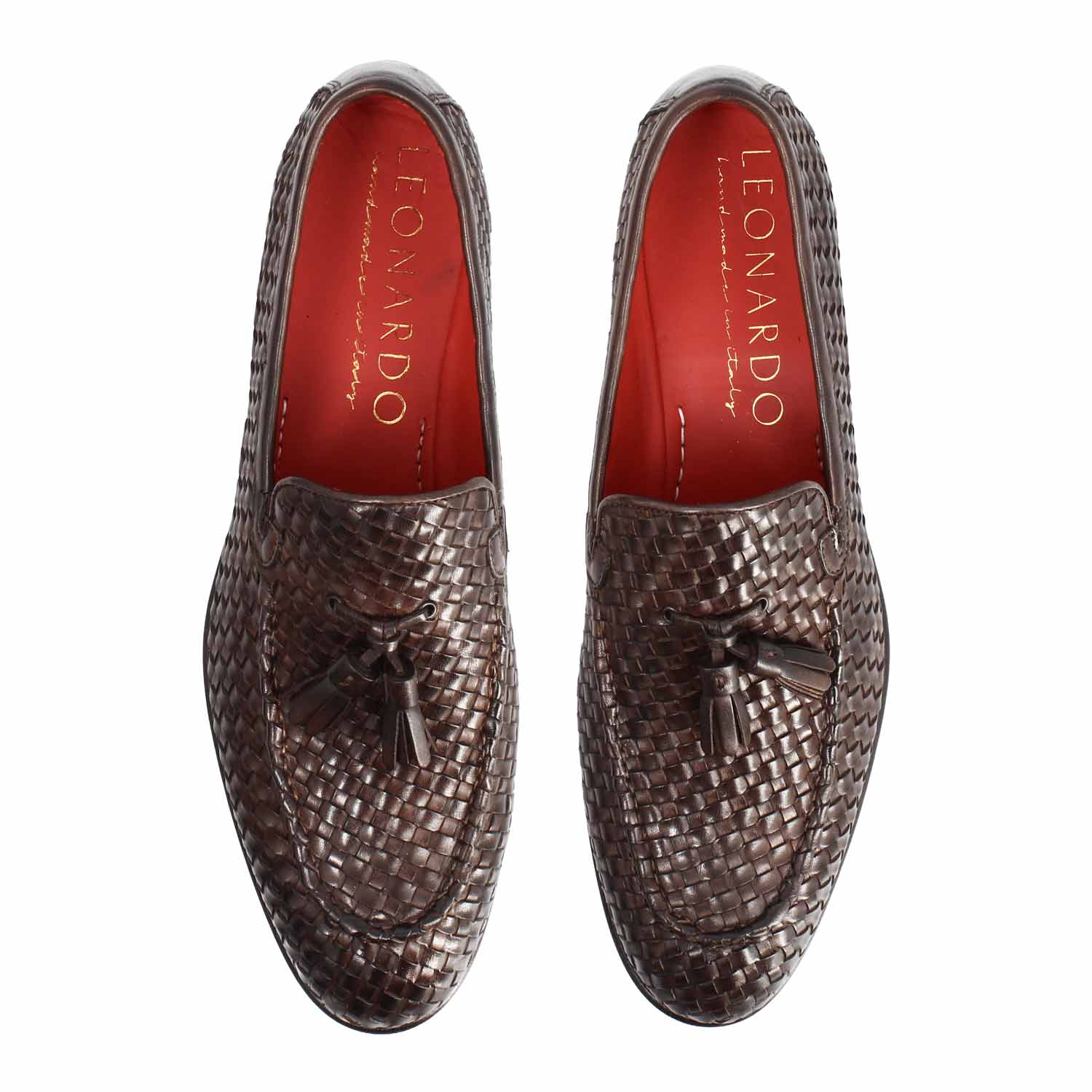 Mocassino Novello da uomo in pelle intrecciata moro - Image 2