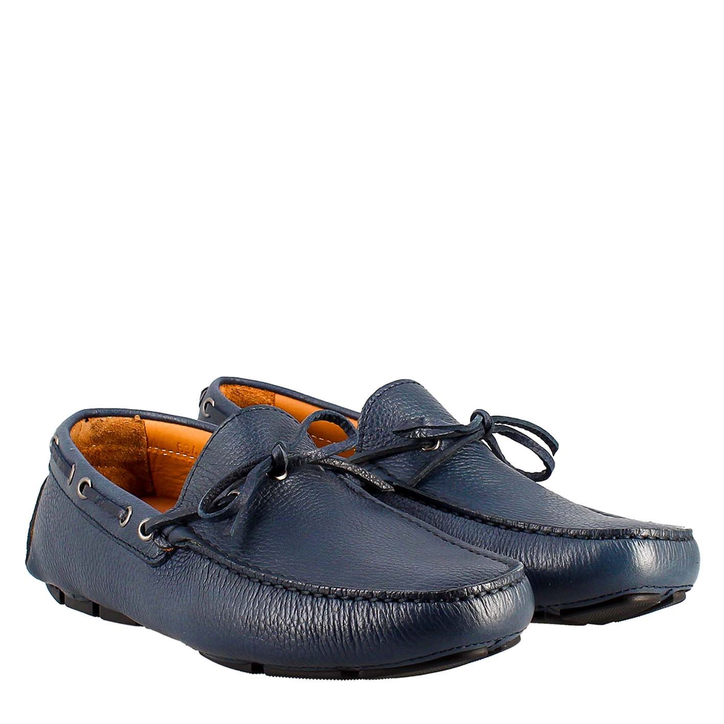 Mocassino tubolare con lacci da uomo in pelle blu - Image 6