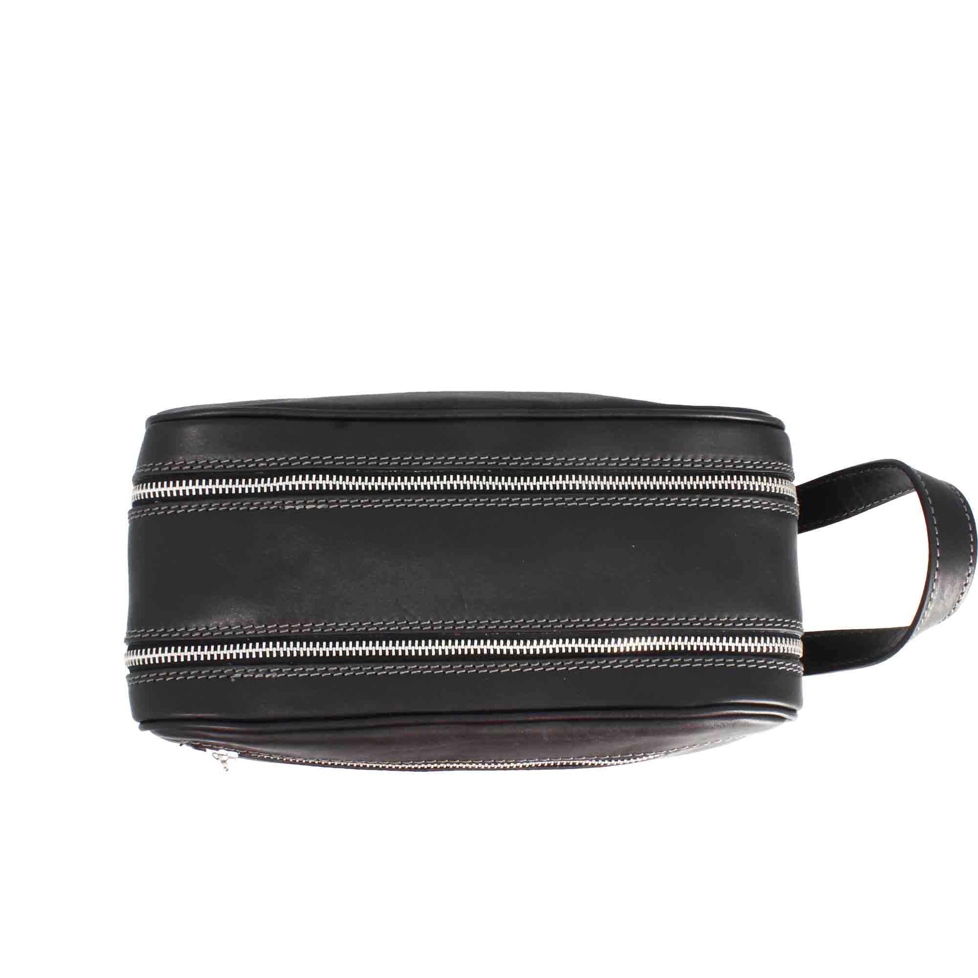 Necessaire doppio grande in pelle pieno fiore con doppia zip e tasca utility - Image 10