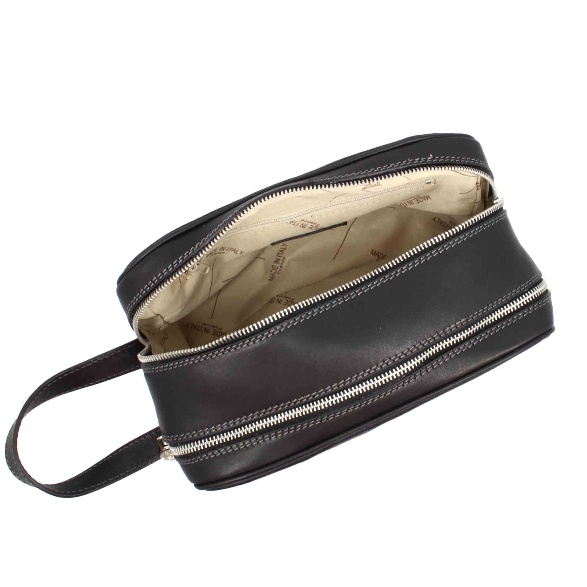 Necessaire doppio grande in pelle pieno fiore con doppia zip e tasca utility - Image 11