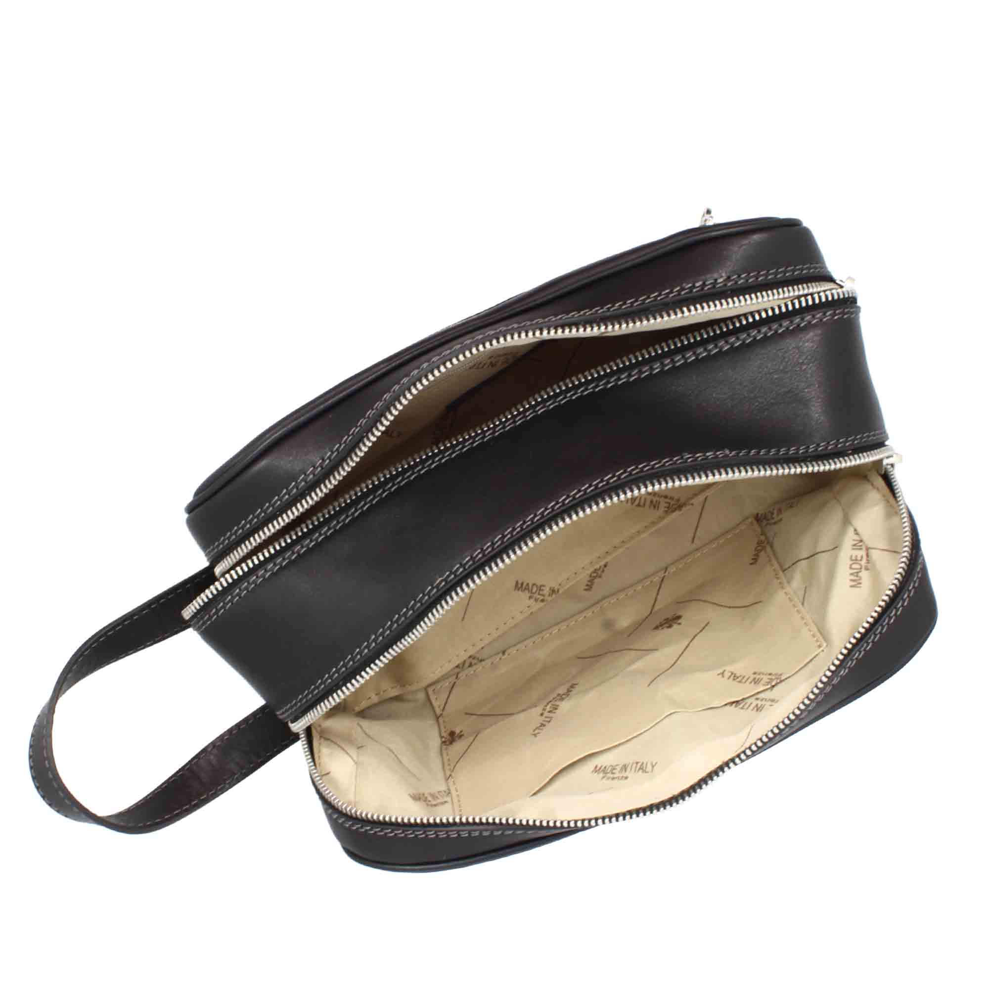 Necessaire doppio grande in pelle pieno fiore con doppia zip e tasca utility - Image 12
