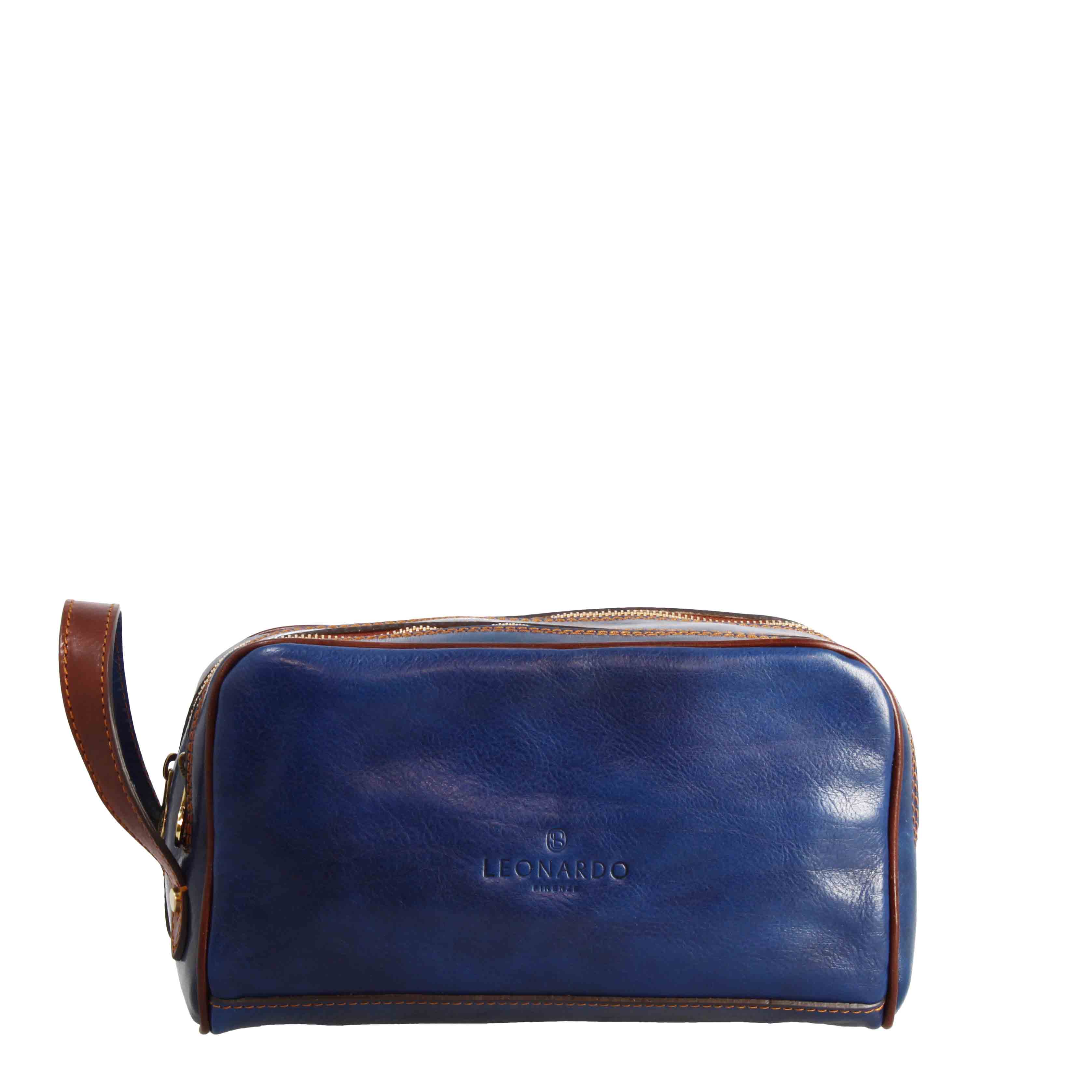 Necessaire doppio grande in pelle pieno fiore con doppia zip e tasca utility - Image 13