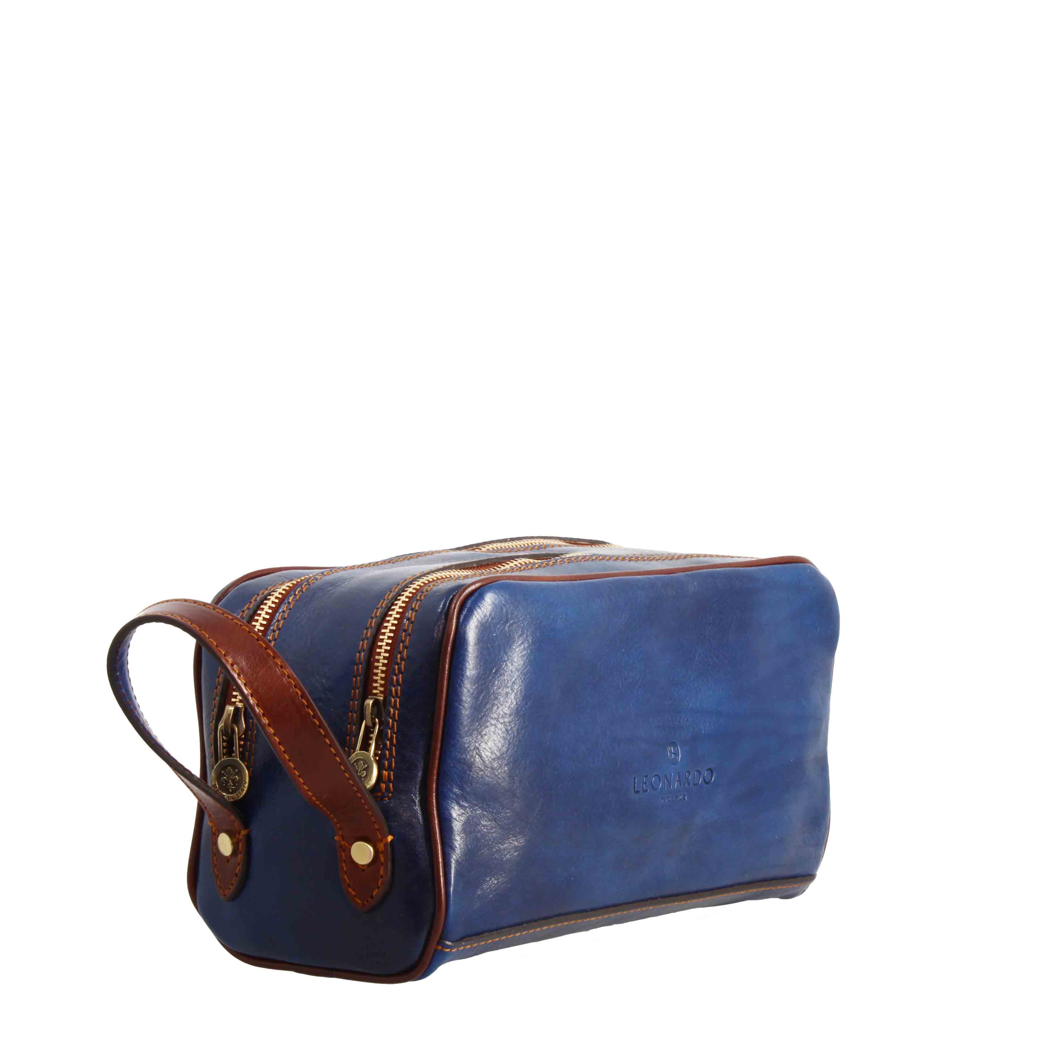 Necessaire doppio grande in pelle pieno fiore con doppia zip e tasca utility - Image 14