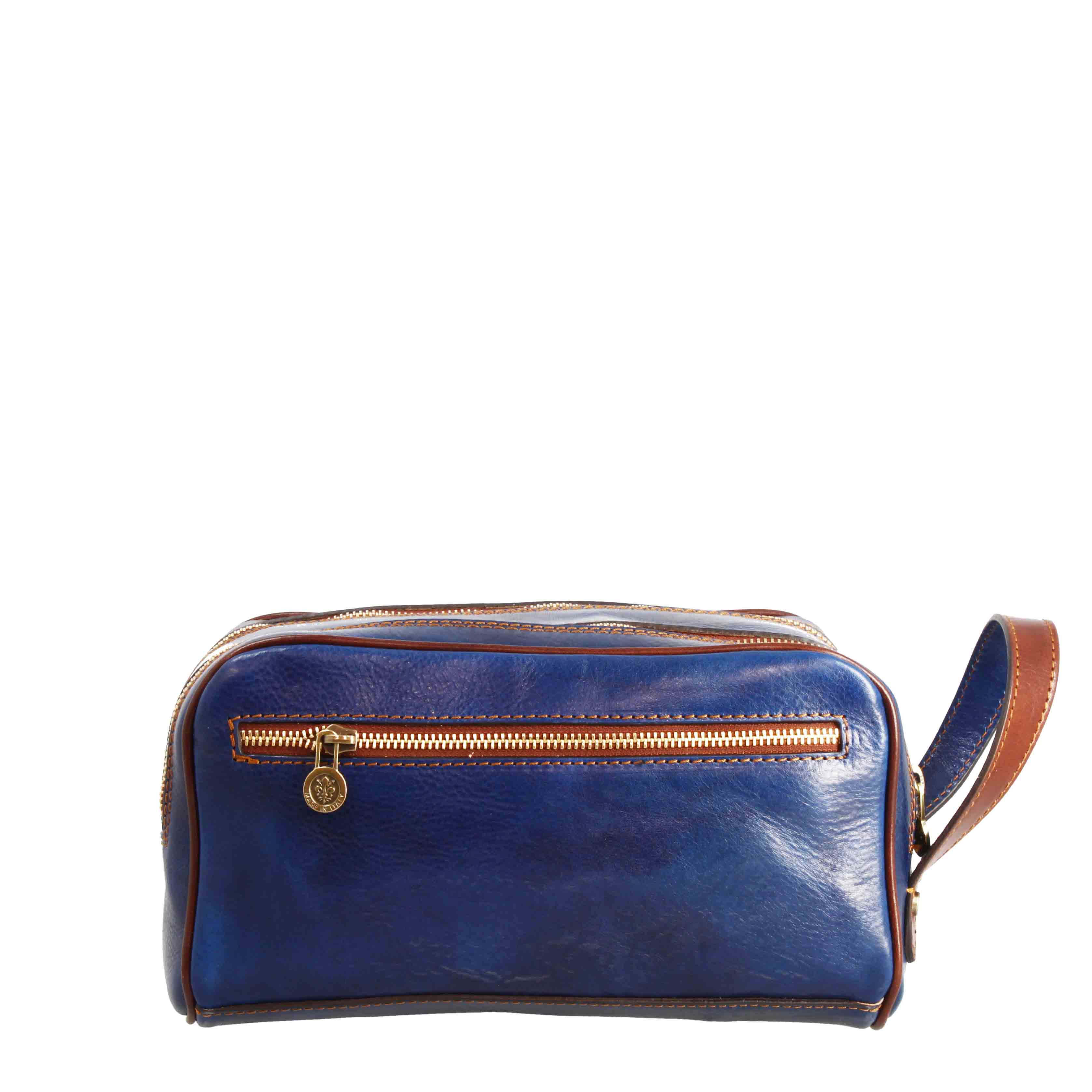 Necessaire doppio grande in pelle pieno fiore con doppia zip e tasca utility - Image 15