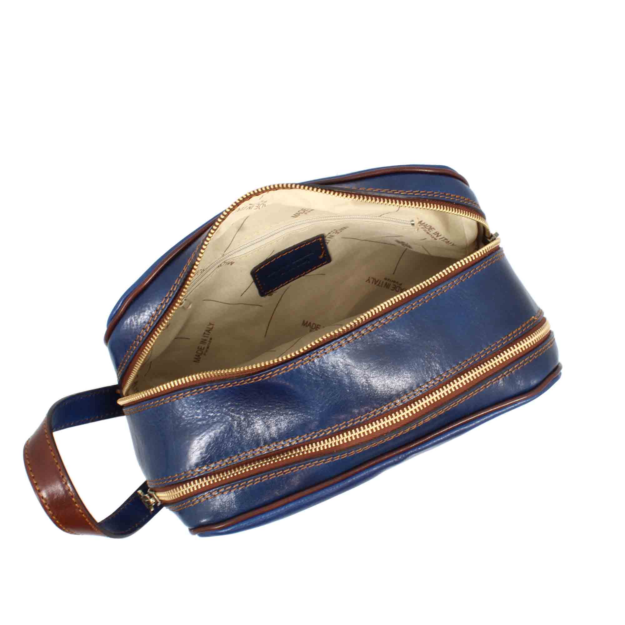 Necessaire doppio grande in pelle pieno fiore con doppia zip e tasca utility - Image 17