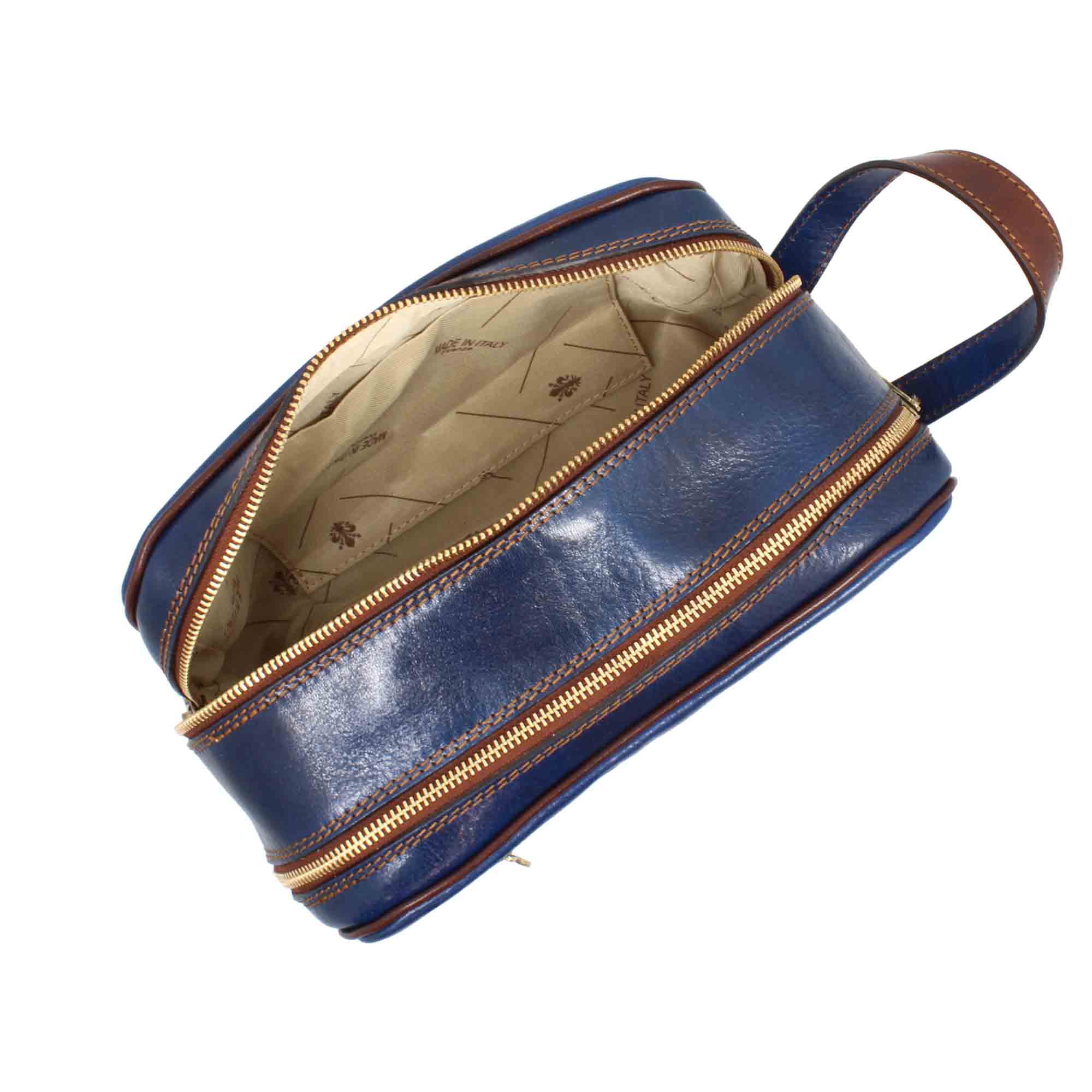Necessaire doppio grande in pelle pieno fiore con doppia zip e tasca utility - Image 18