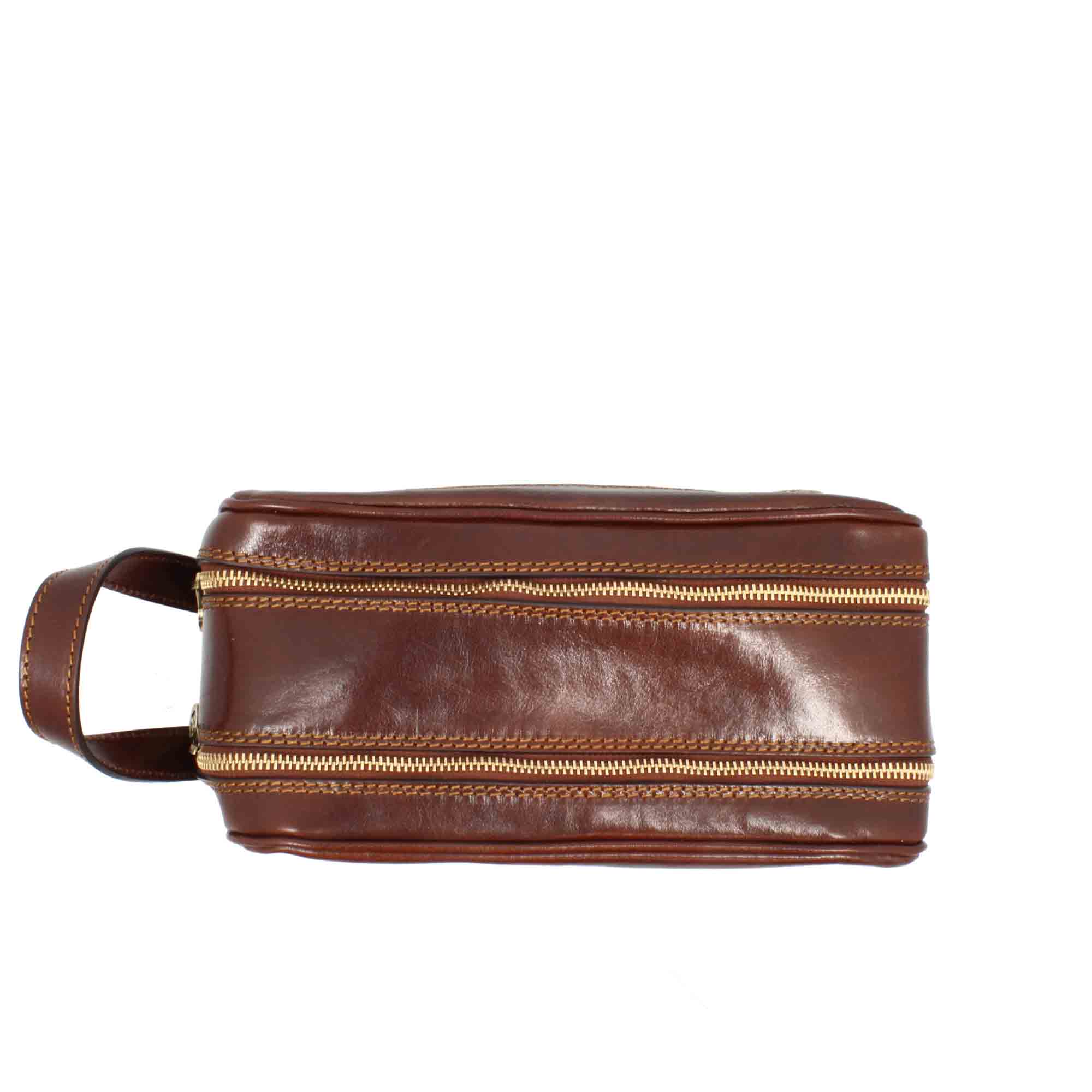 Necessaire doppio grande in pelle pieno fiore con doppia zip e tasca utility - Image 4