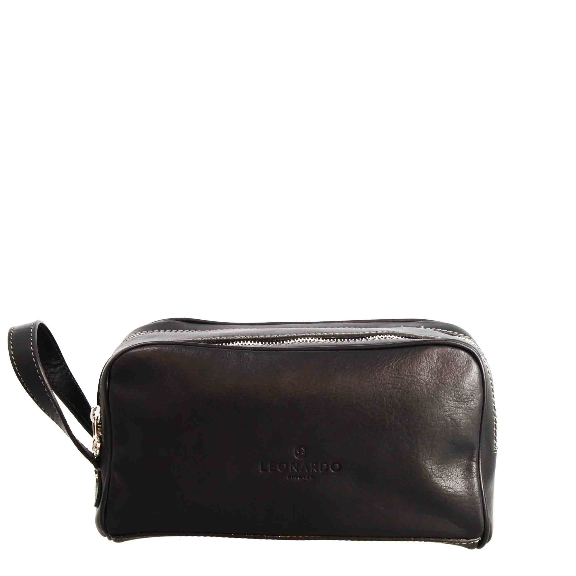 Necessaire doppio grande in pelle pieno fiore con doppia zip e tasca utility - Image 7