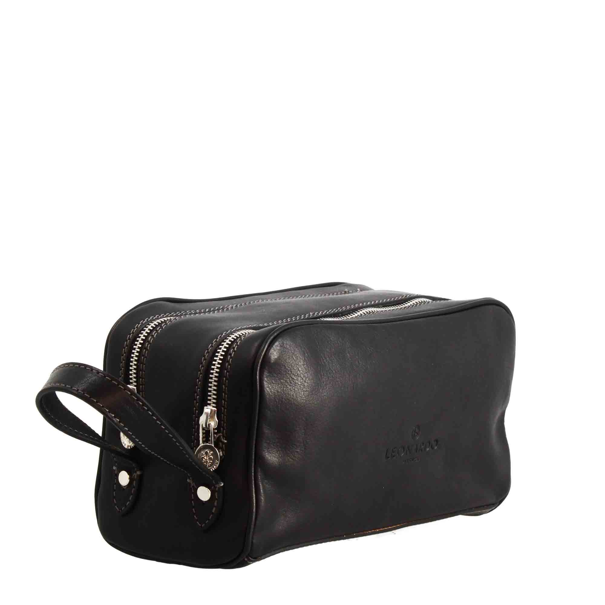 Necessaire doppio grande in pelle pieno fiore con doppia zip e tasca utility - Image 8