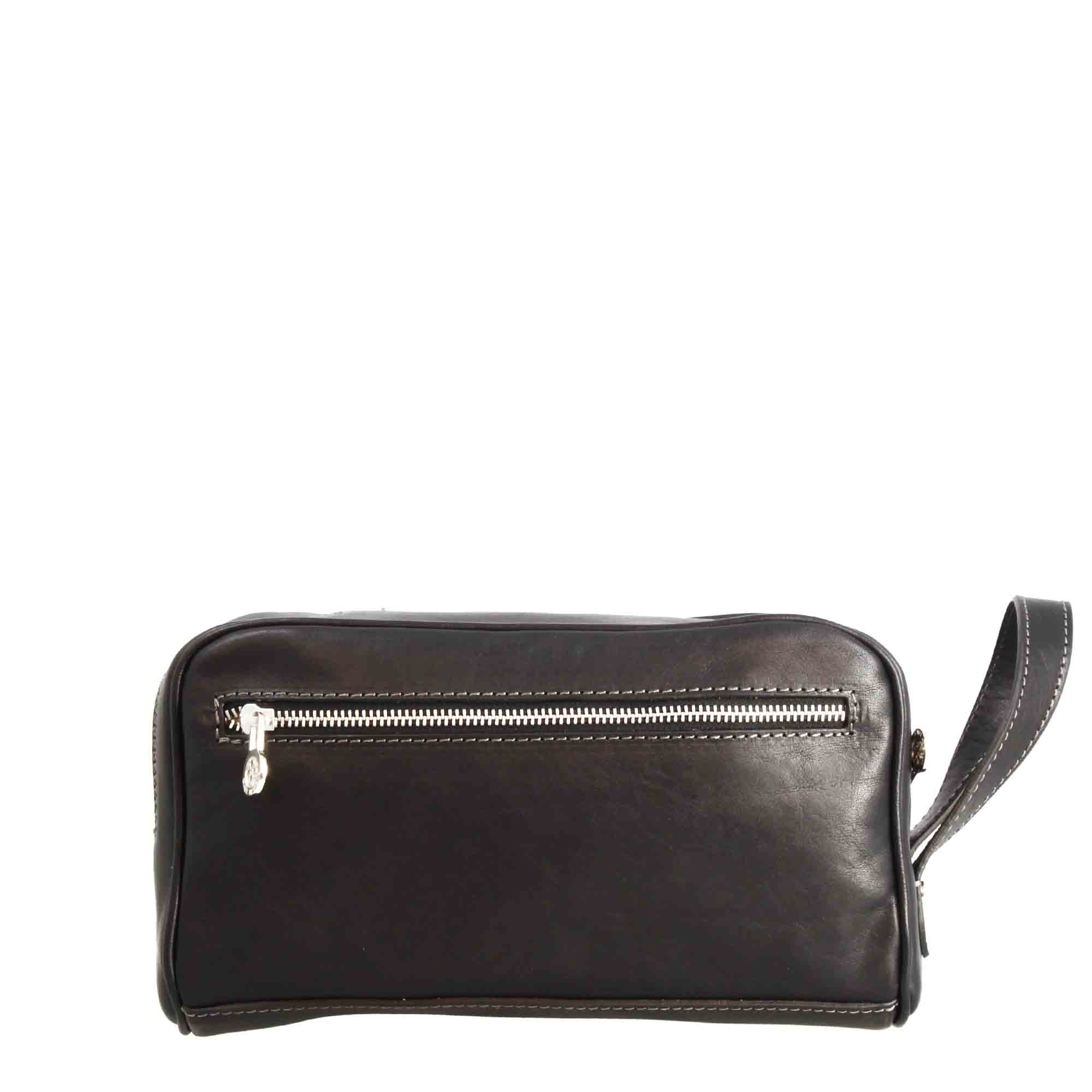 Necessaire doppio grande in pelle pieno fiore con doppia zip e tasca utility - Image 9
