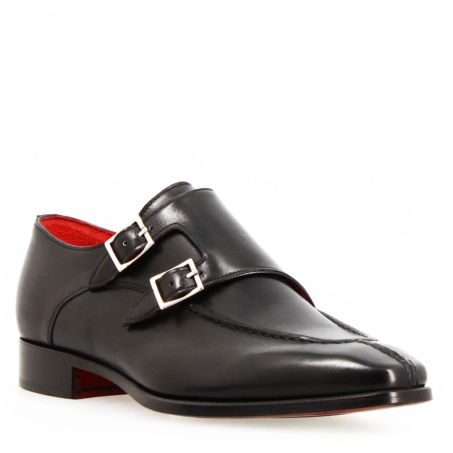 Orazio nero scarpa doppia fibbia pelle made in italy