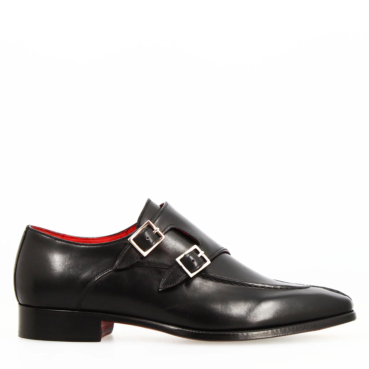 Orazio nero scarpa doppia fibbia pelle made in italy - Image 3