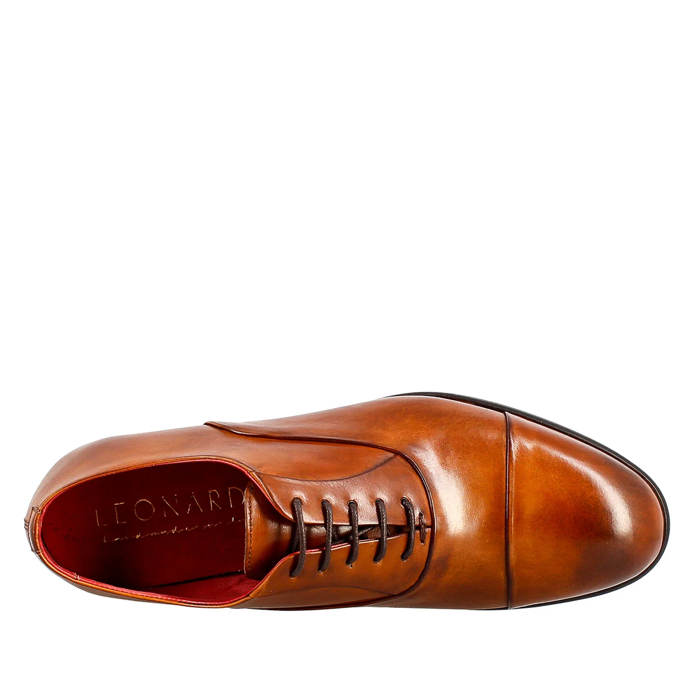 Oxford marrone elegante da uomo in pelle e fodera rossa - Image 4