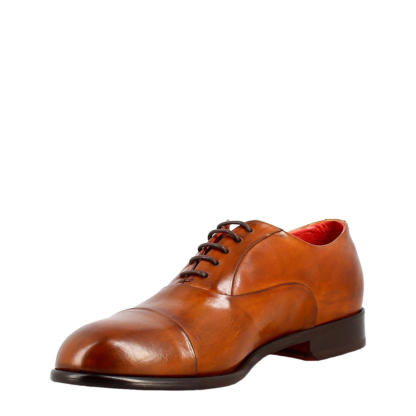 Oxford marrone elegante da uomo in pelle e fodera rossa - Image 5