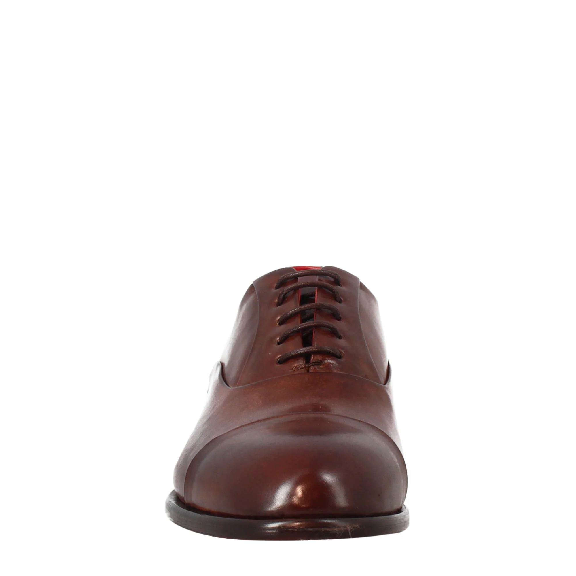 Oxford marrone scuro elegante da uomo in pelle e fodera rossa - Image 3