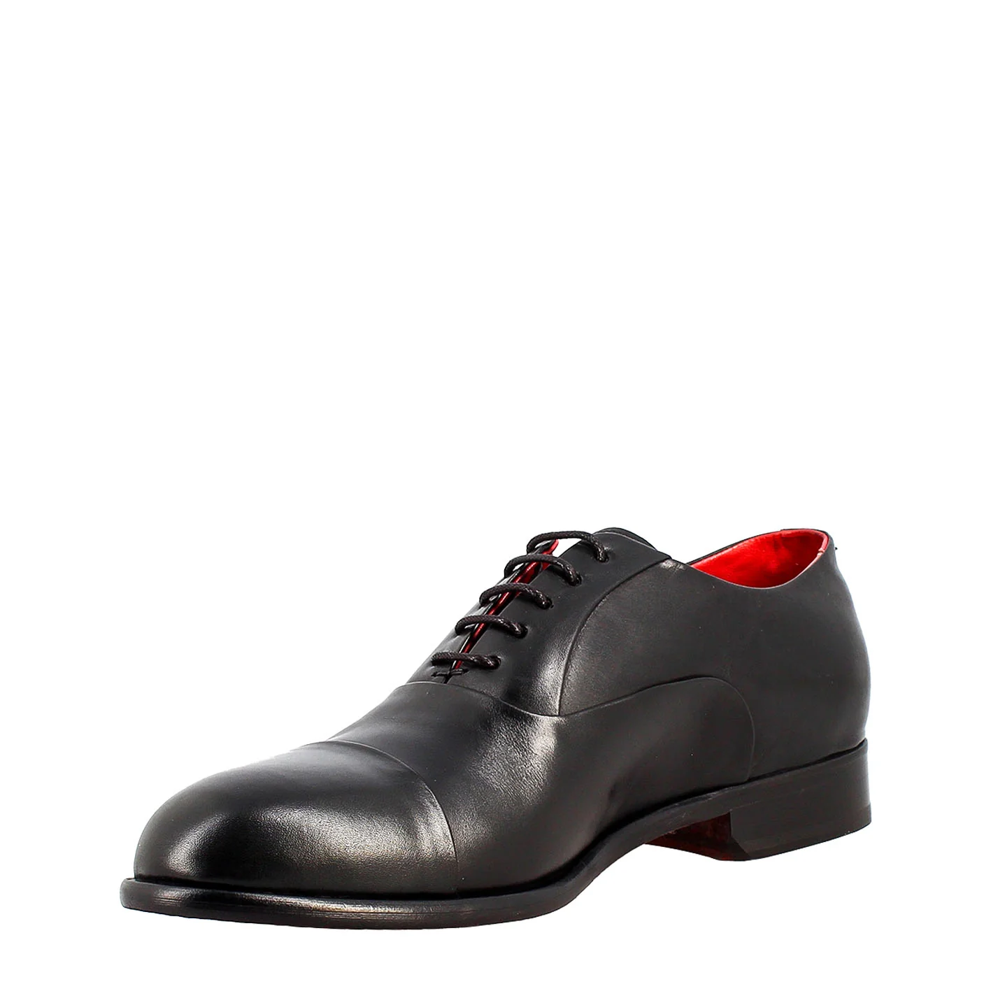 Oxford nero elegante da uomo in pelle e fodera rossa - Image 4