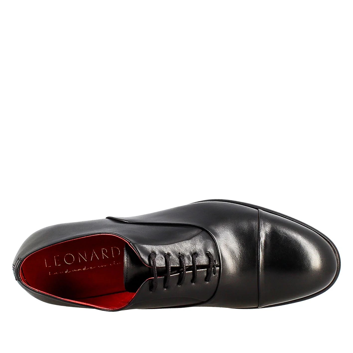 Oxford nero elegante da uomo in pelle e fodera rossa - Image 5