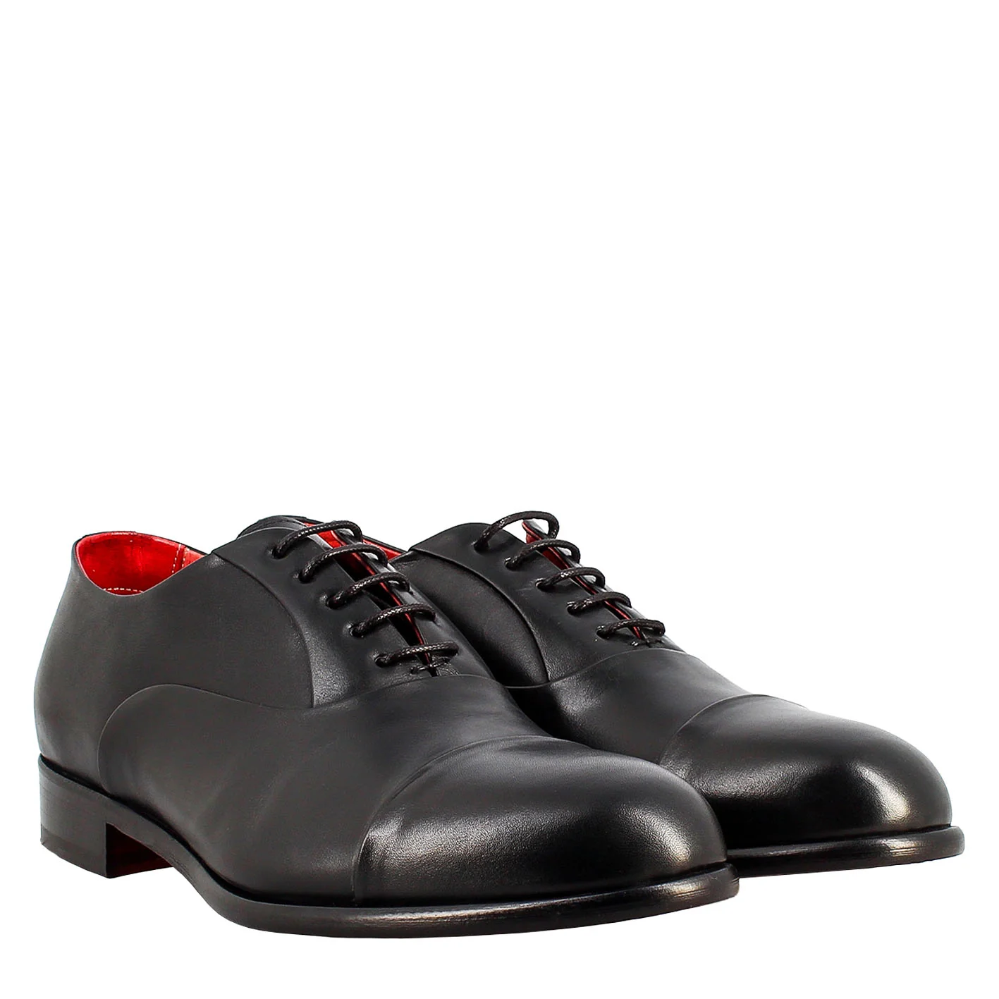 Oxford nero elegante da uomo in pelle e fodera rossa - Image 7