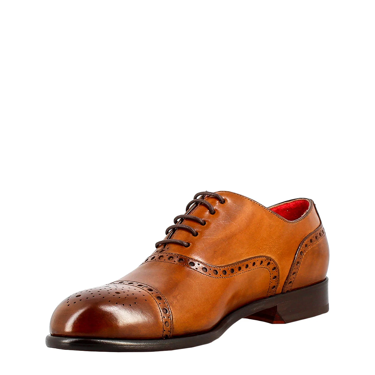Oxford semi brogue marrone elegante da uomo in pelle - Image 4