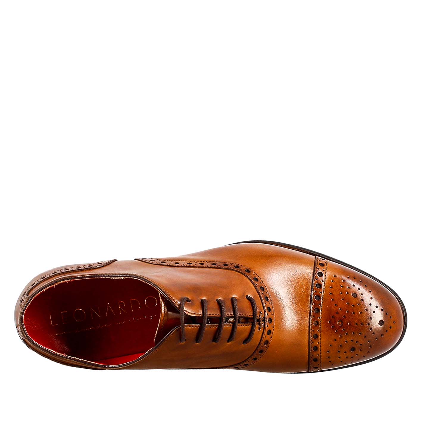 Oxford semi brogue marrone elegante da uomo in pelle - Image 5