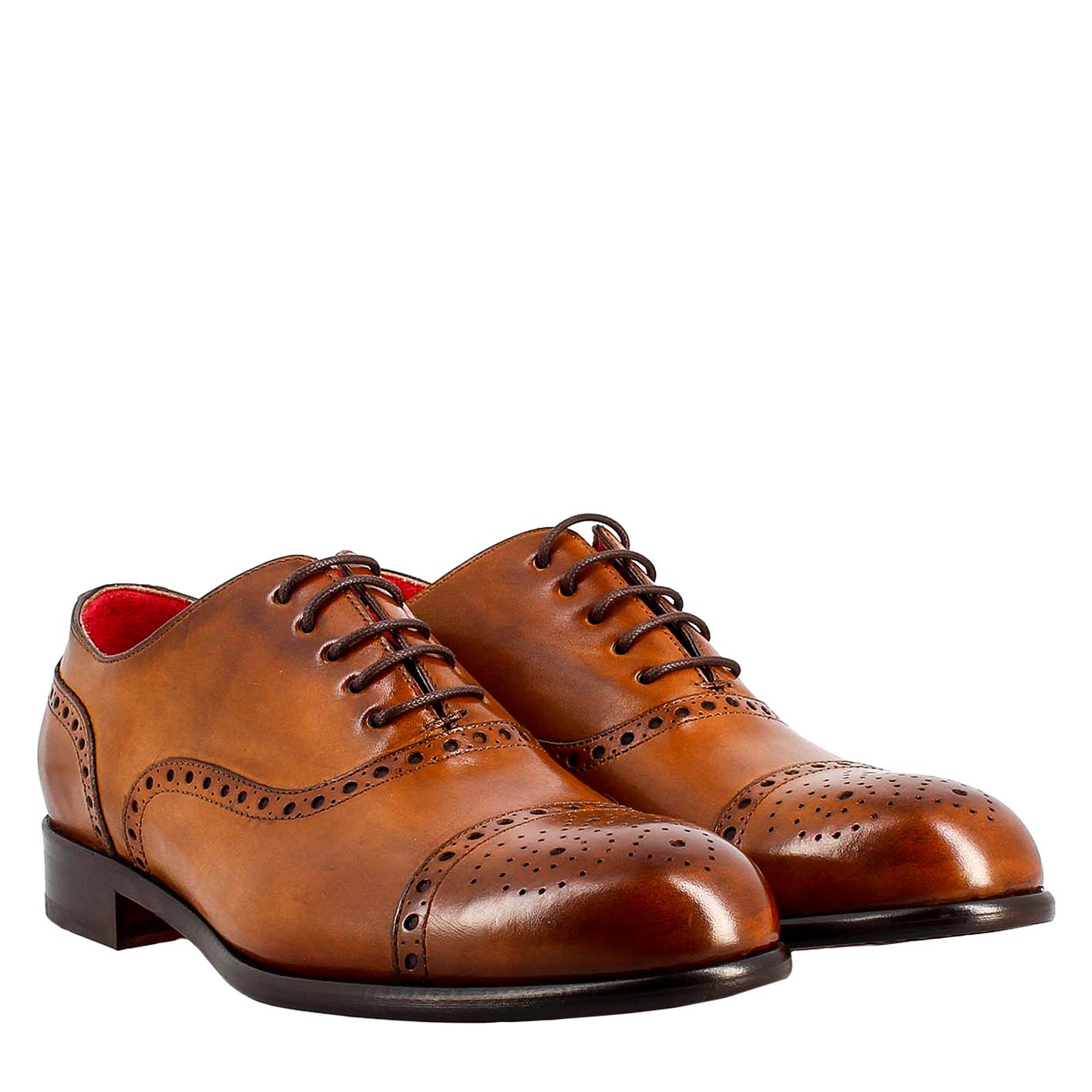 Oxford semi brogue marrone elegante da uomo in pelle - Image 7