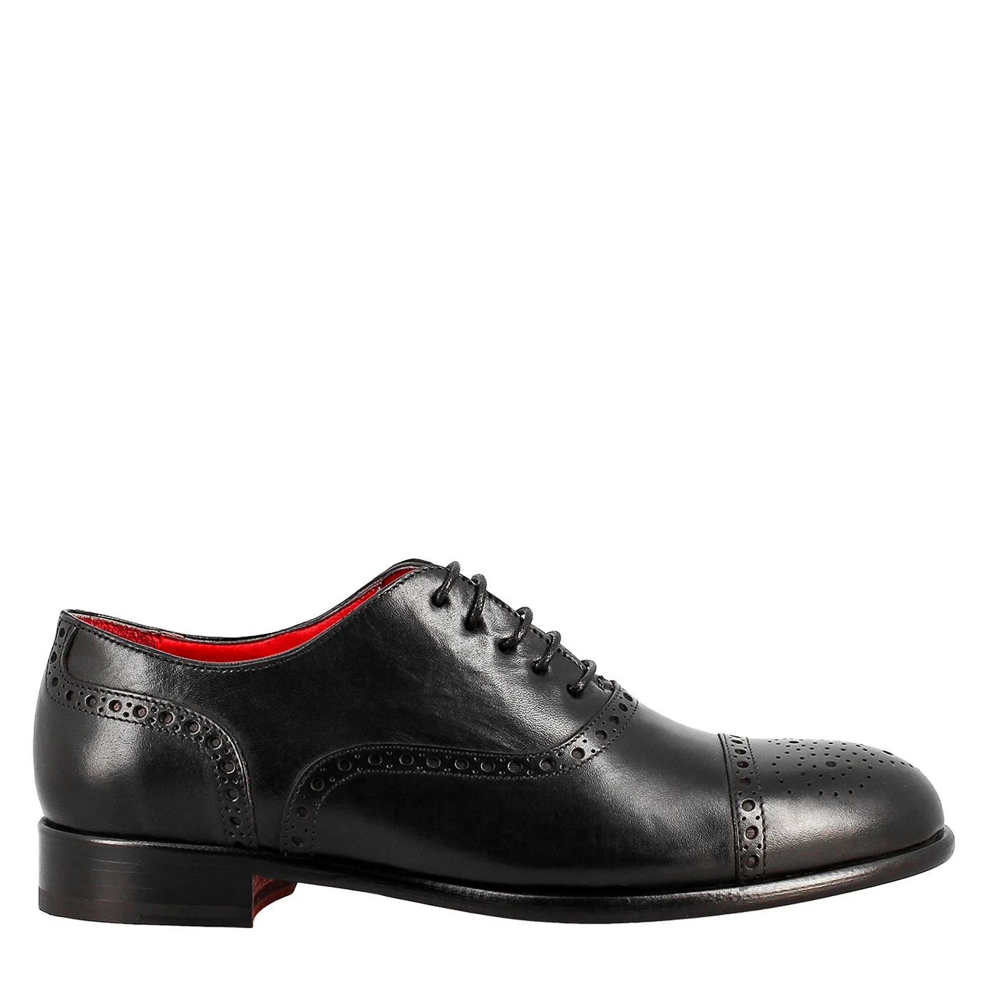 Oxford semi brogue nero elegante da uomo in pelle - Image 3