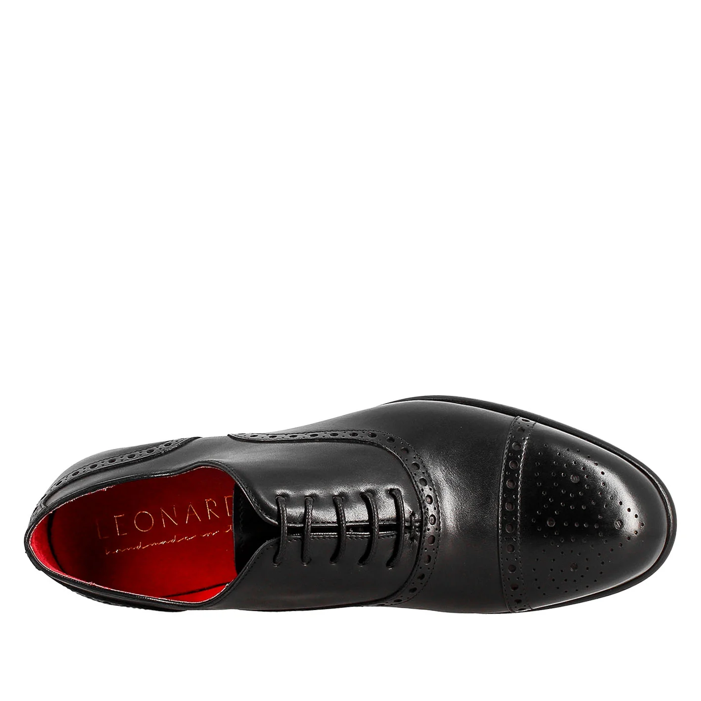 Oxford semi brogue nero elegante da uomo in pelle - Image 4