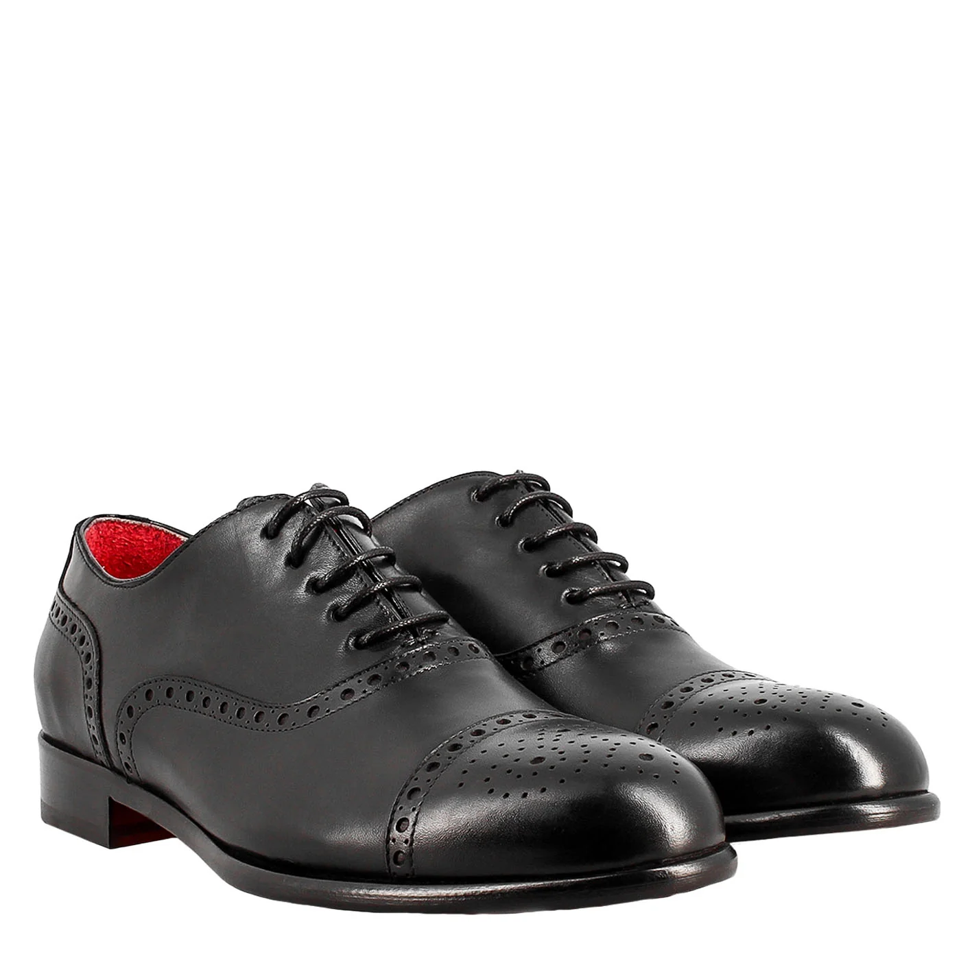 Oxford semi brogue nero elegante da uomo in pelle - Image 6