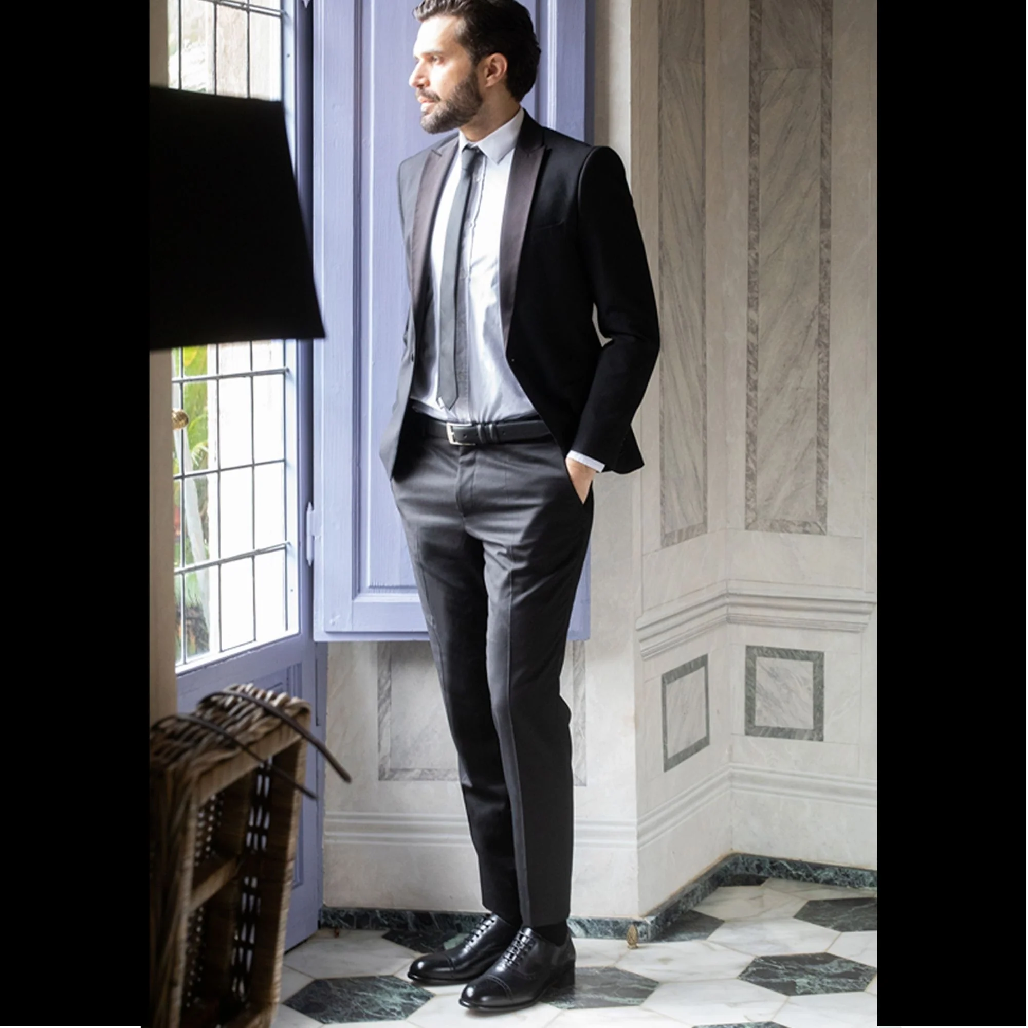 Oxford semi brogue nero elegante da uomo in pelle - Image 7