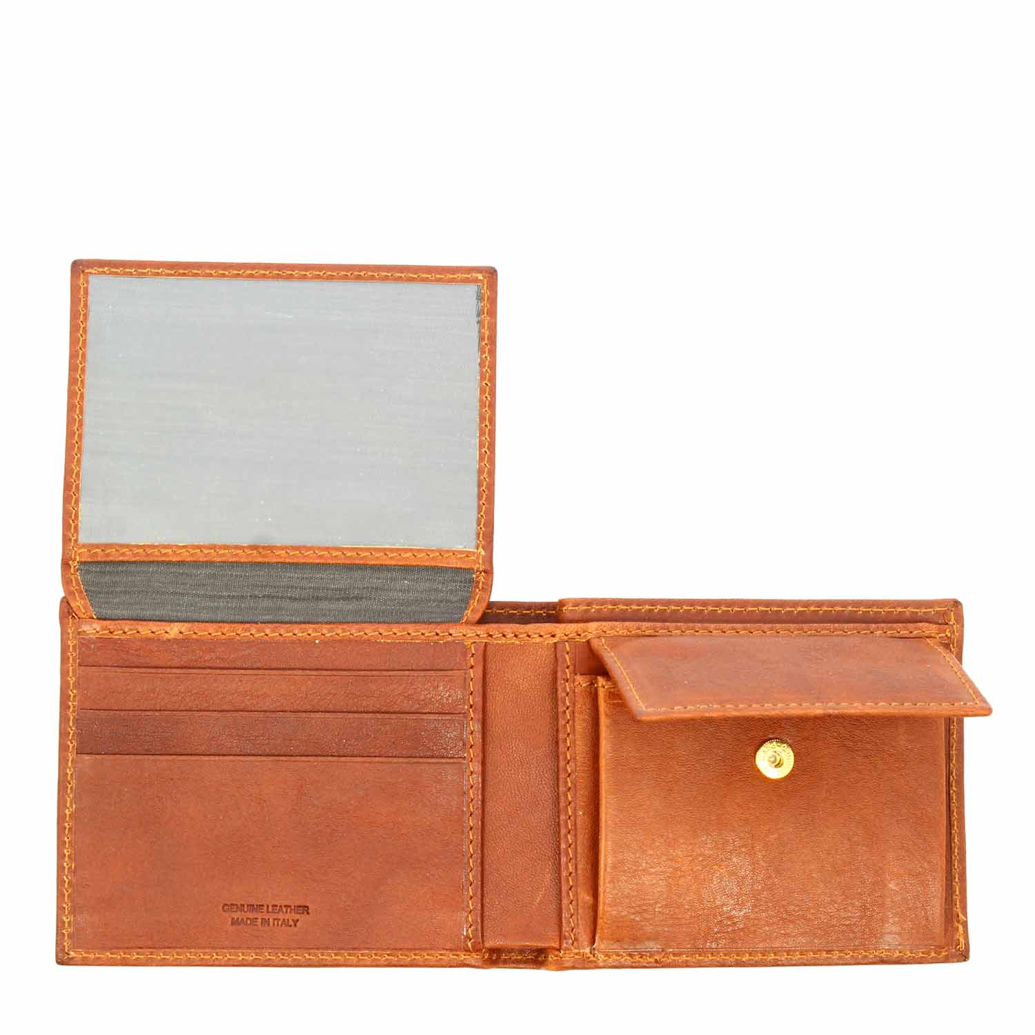 Portafoglio in pelle marrone con porta tessere monete e banconote P4 - Image 3