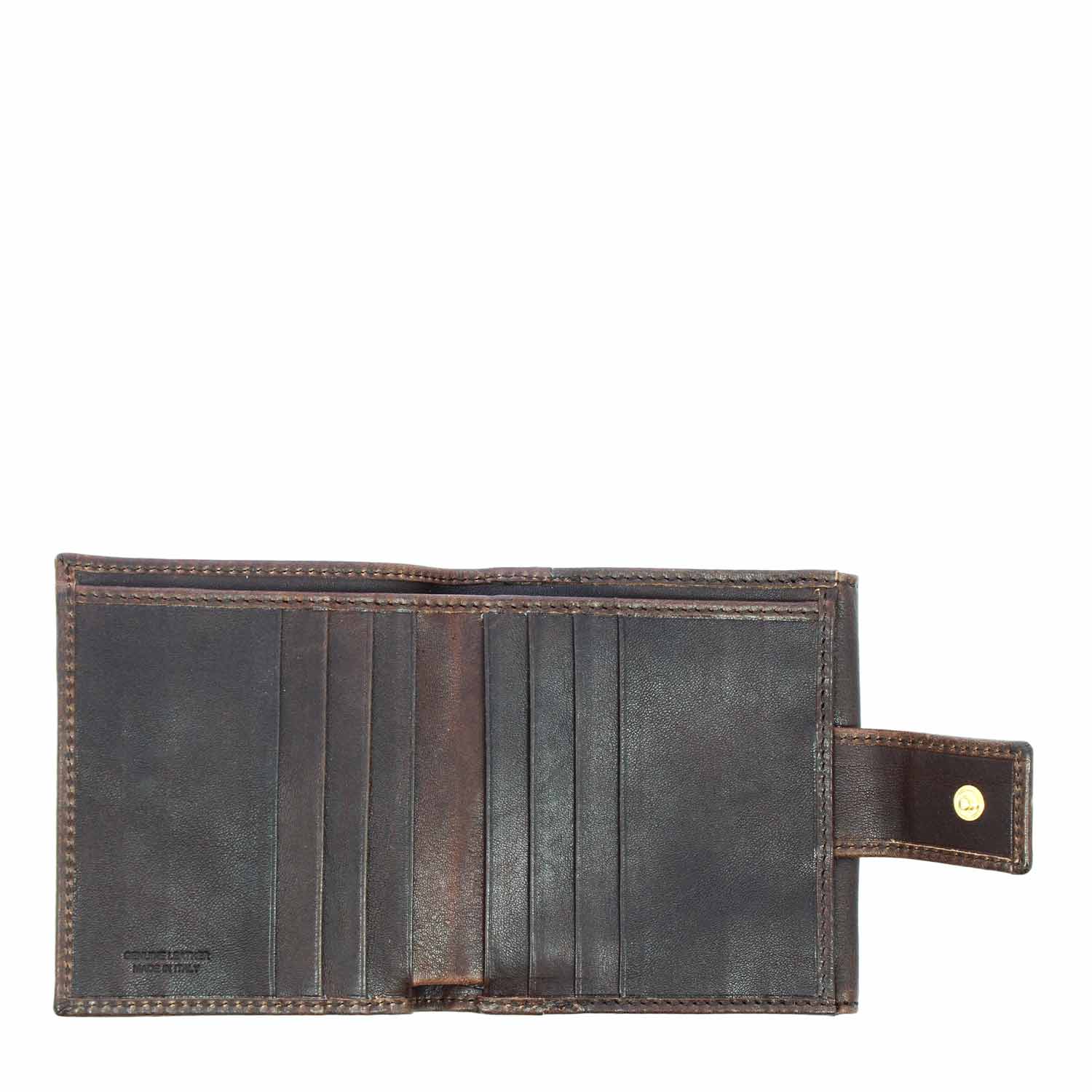 Portafoglio in pelle marrone scuro con porta tessere banconote e tasca monete P2 - Image 3