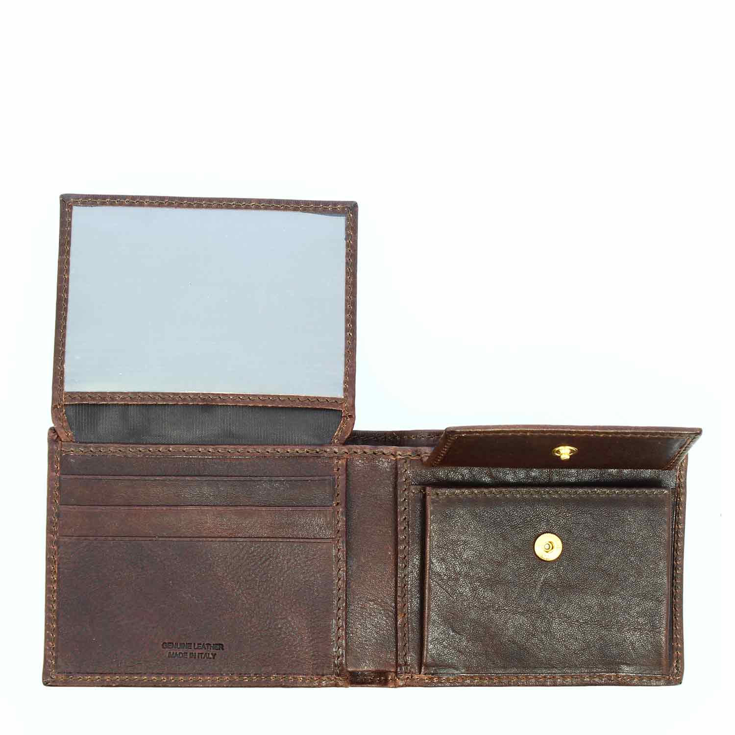 Portafoglio in pelle marrone scuro con porta tessere monete e banconote P4 - Image 3