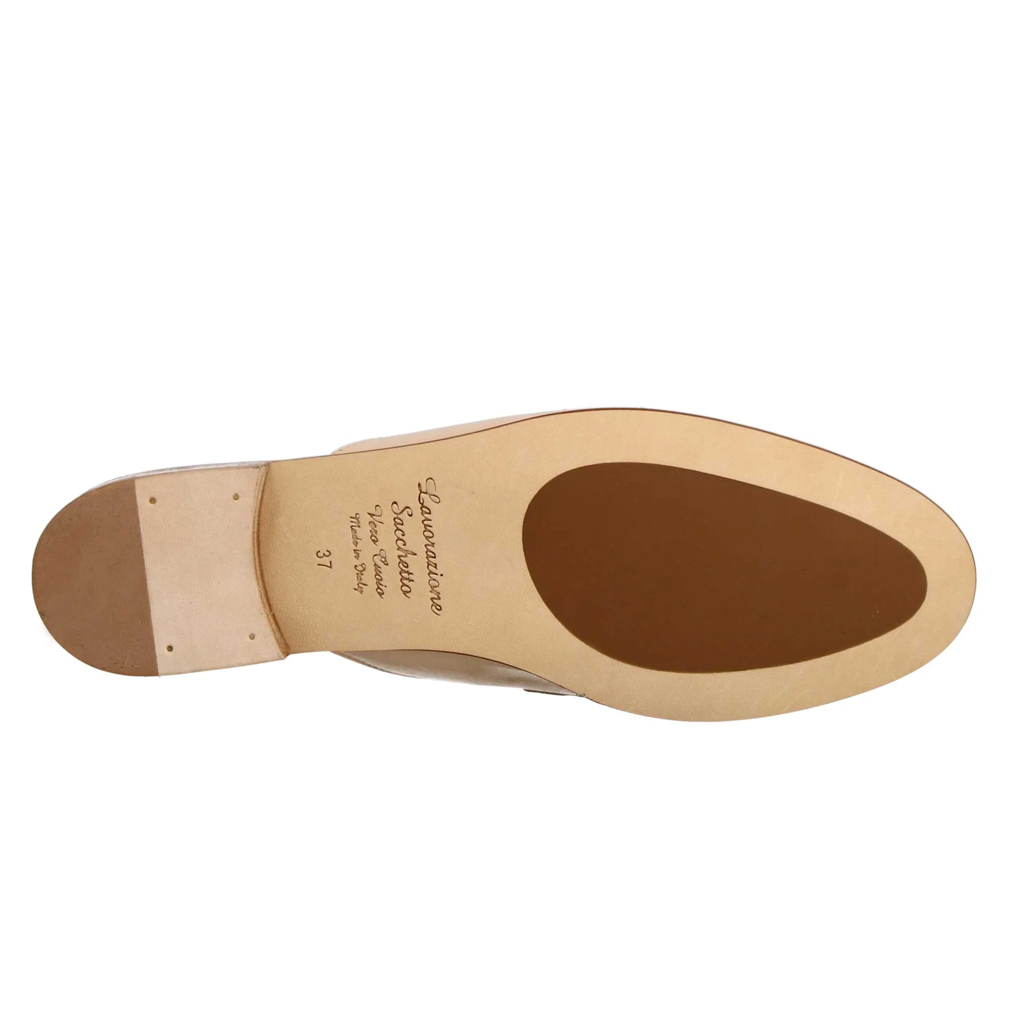 Sabot beige con fibbia dorata e fondo in vero cuoio - Image 5